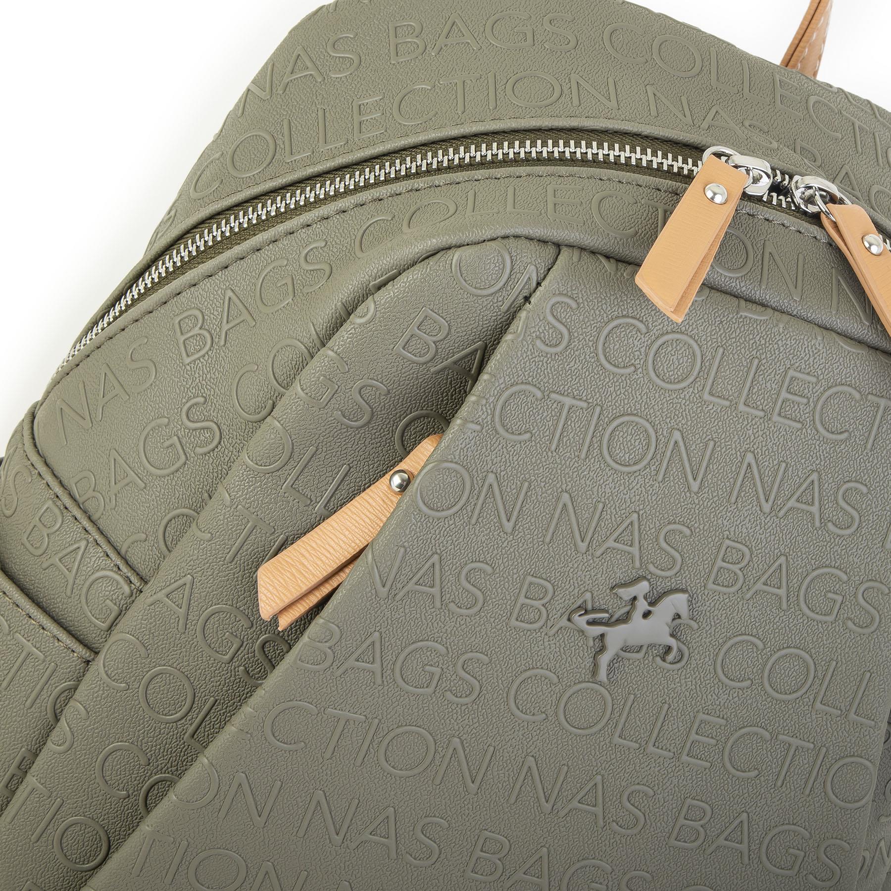Nas Bag Kadın Sırt Çantası Yeşil Camel  Gofraj