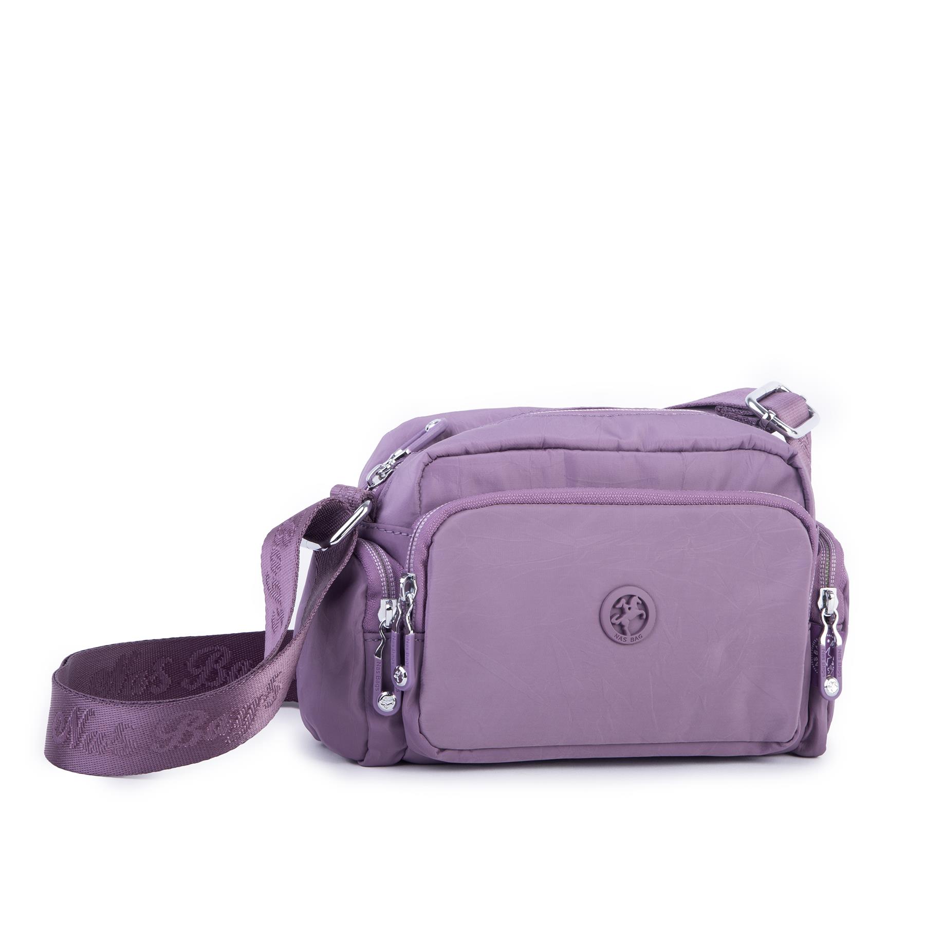 Nas Bag Kadın Spor Çok Gözlü Su Geçirmez Hafif Mini Çanta Mor  ( 22x16 cm )