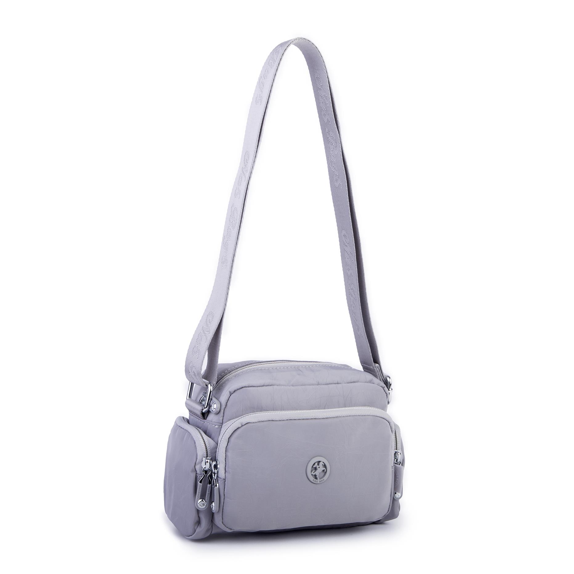 Nas Bag Kadın Spor Çok Gözlü Su Geçirmez Hafif Mini Çanta Gri  ( 22x16 cm )