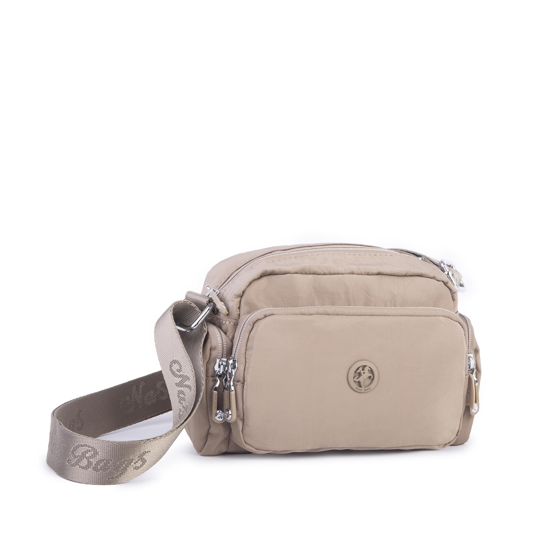 Nas Bag Kadın Spor Çok Gözlü Su Geçirmez Hafif Mini Çanta Vizon ( 22x16 cm )