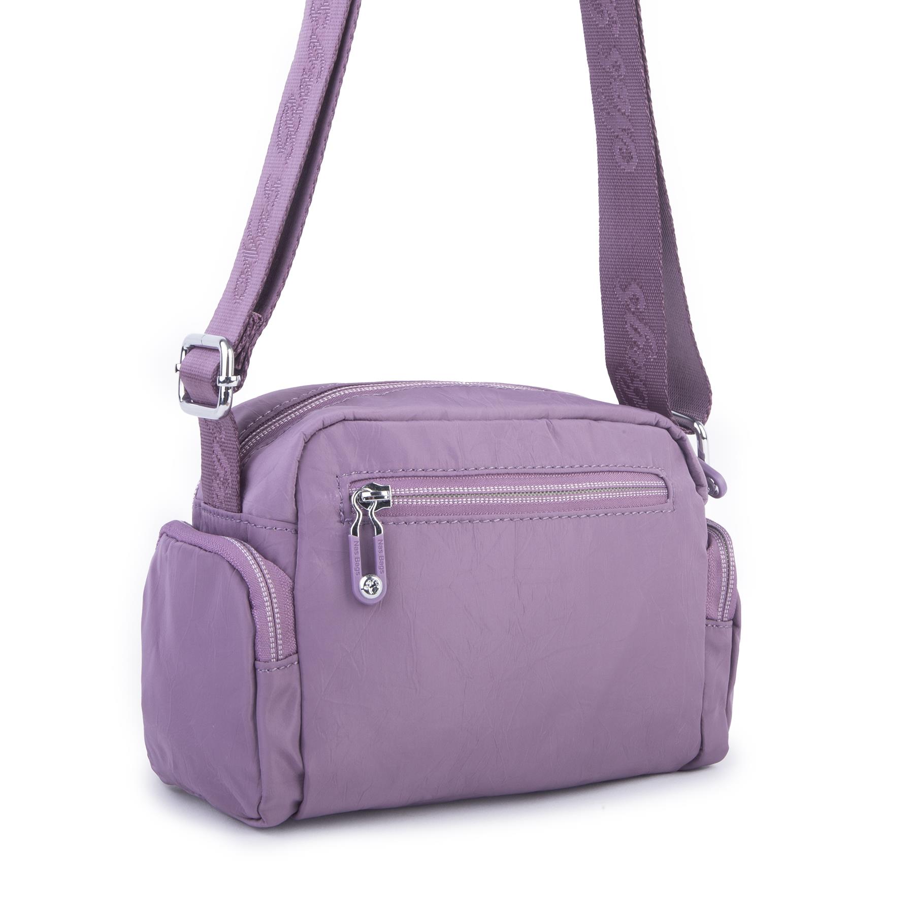 Nas Bag Kadın Spor Çok Gözlü Su Geçirmez Hafif Mini Çanta Mor  ( 22x16 cm )