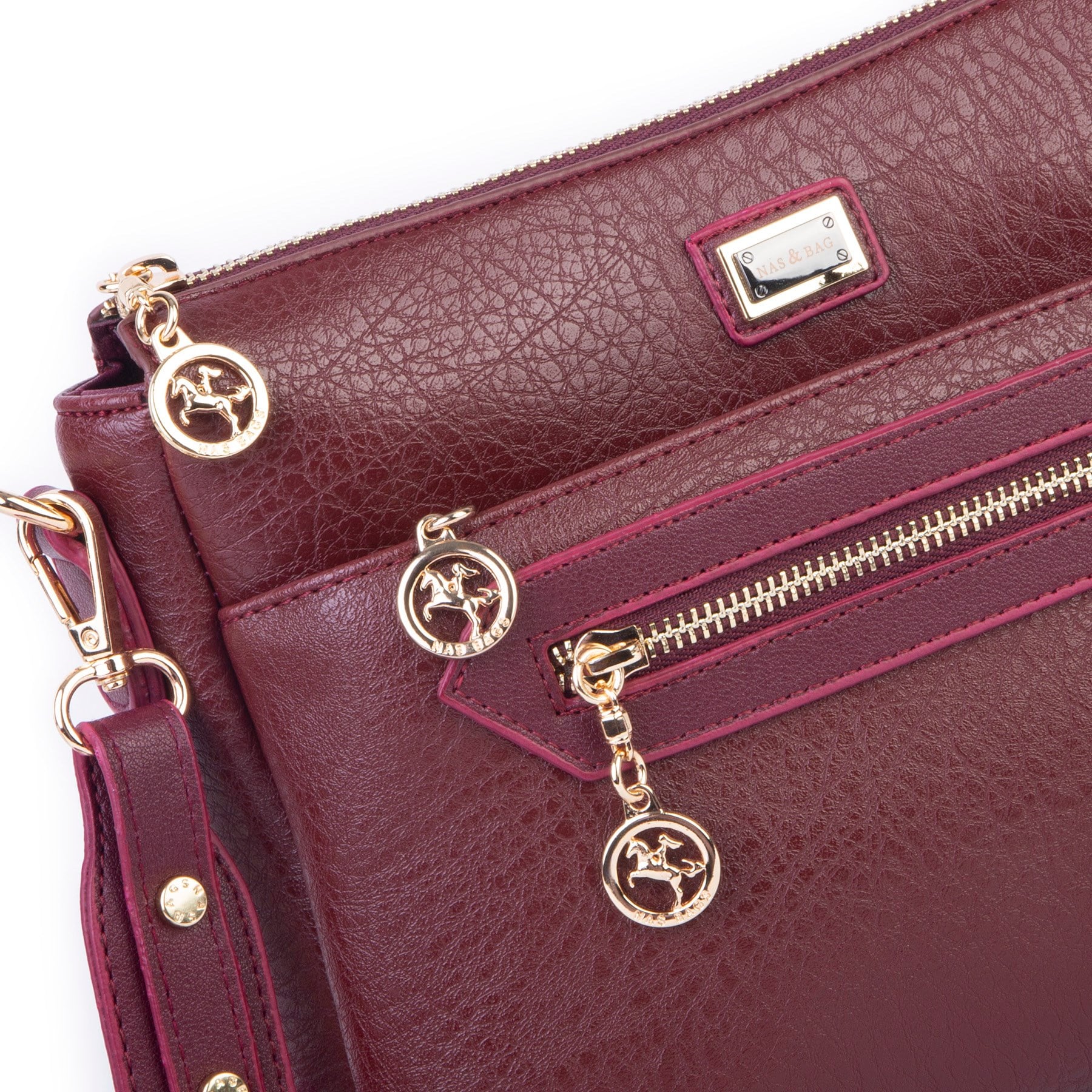 Nas Bag Kadın Spor Şık Günlük Postacı Çapraz Çanta (en 25 cm ;boy 22 cm ) Bordo Victoria