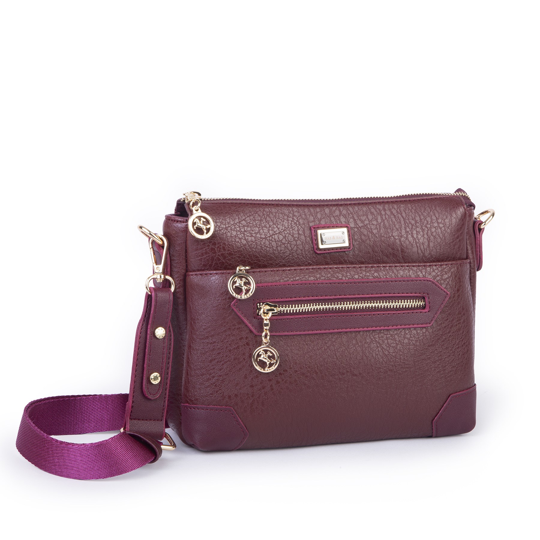 Nas Bag Kadın Spor Şık Günlük Postacı Çapraz Çanta (en 25 cm ;boy 22 cm ) Bordo Victoria
