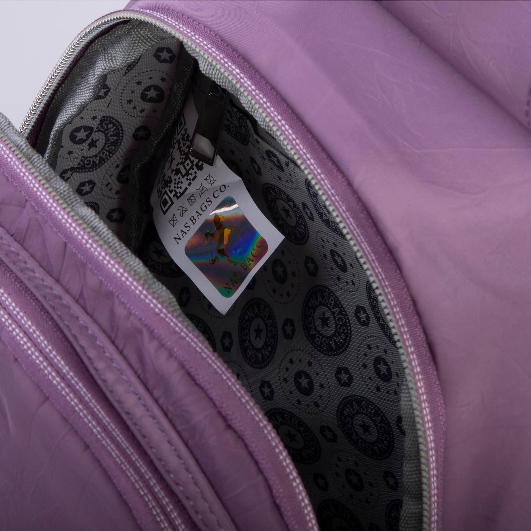 Nas Bag Kadın Water PROOF Ultra Hafif Çift Gözlü Orta Boy Sırt Çantası Mor 