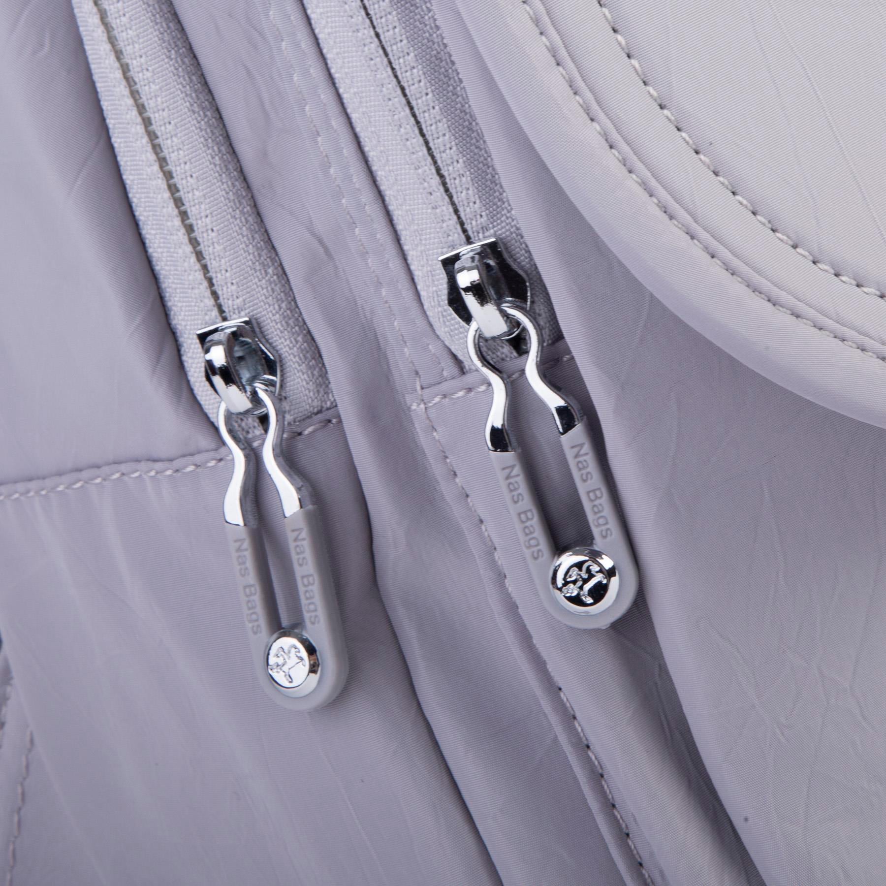 Nas Bag Kadın Water PROOF Ultra Hafif Çift Gözlü Orta Boy Sırt Çantası Gri 