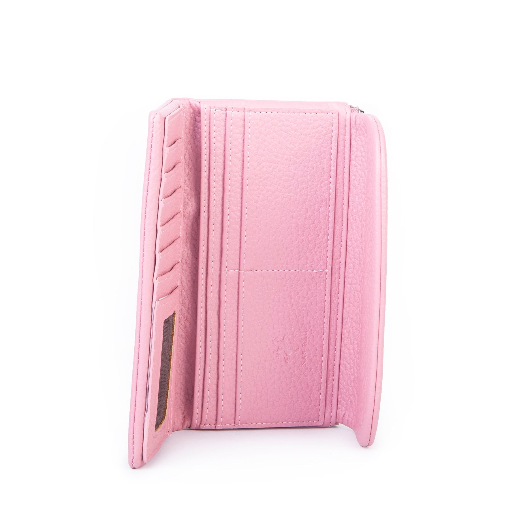 Nas Bag Kadın Yumuşak Dokulu Çok Kartlıklı Mıknatıslı Kapaklı  Büyük Boy Cüzdan Pembe