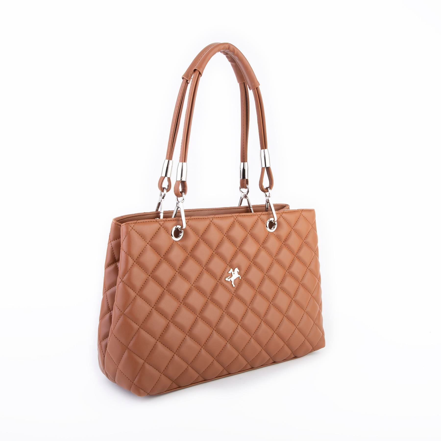 Nas Bag Kapitone Kadın El ve Omuz  Çantası Taba   ( en :36 cm x boy :23 cm )