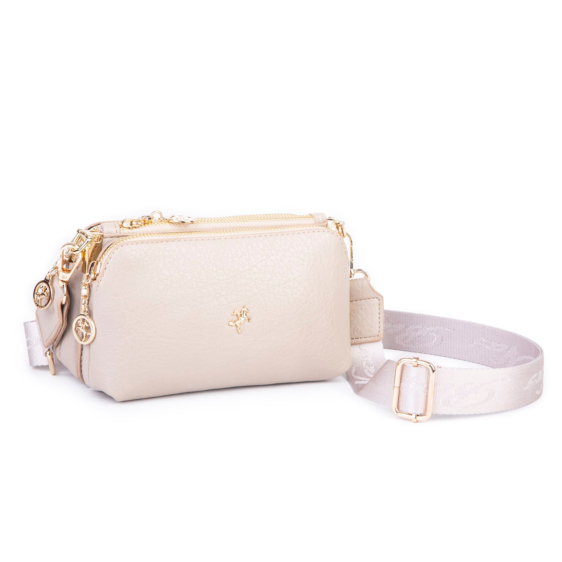 Nas Bag Mini Boy Kadın 3 Gözlü Çapraz Çanta (en 18 cm ;boy 11 cm ) Kum Victoria
