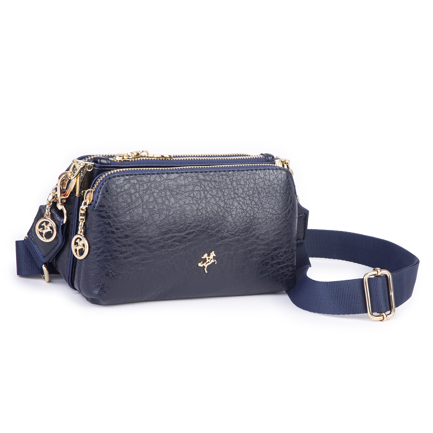 Nas Bag Mini Boy Kadın 3 Gözlü Çapraz Çanta (en 18 cm ;boy 11 cm ) Lacivert Victoria