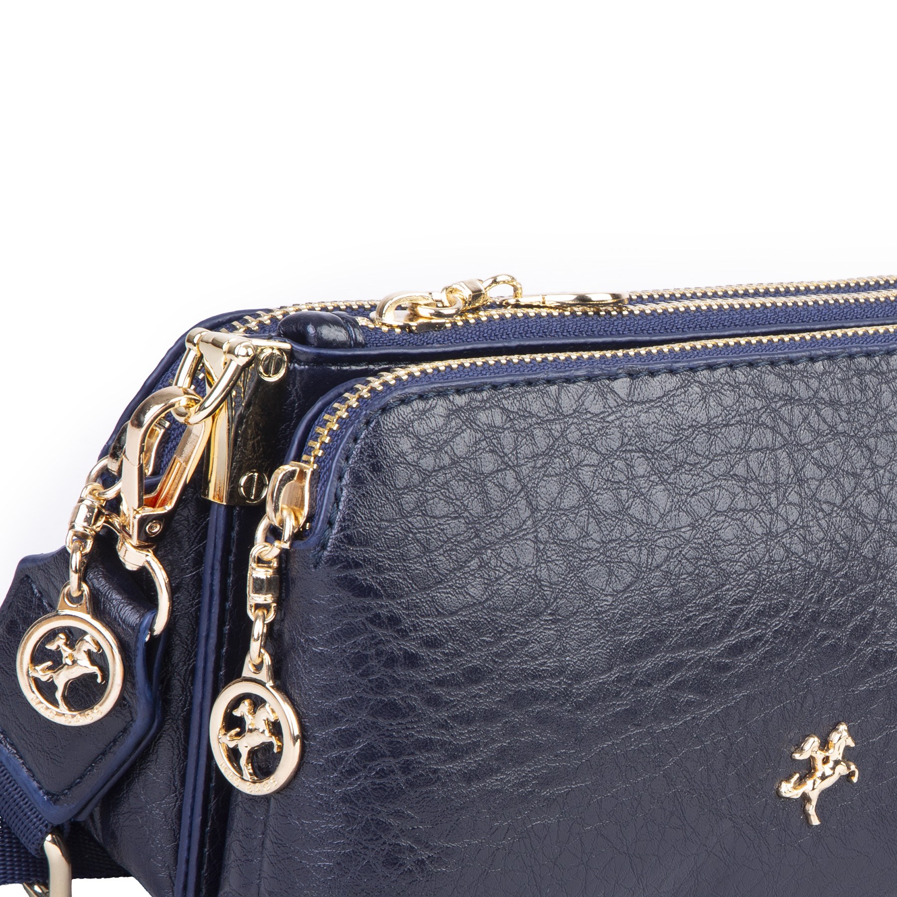 Nas Bag Mini Boy Kadın 3 Gözlü Çapraz Çanta (en 18 cm ;boy 11 cm ) Lacivert Victoria