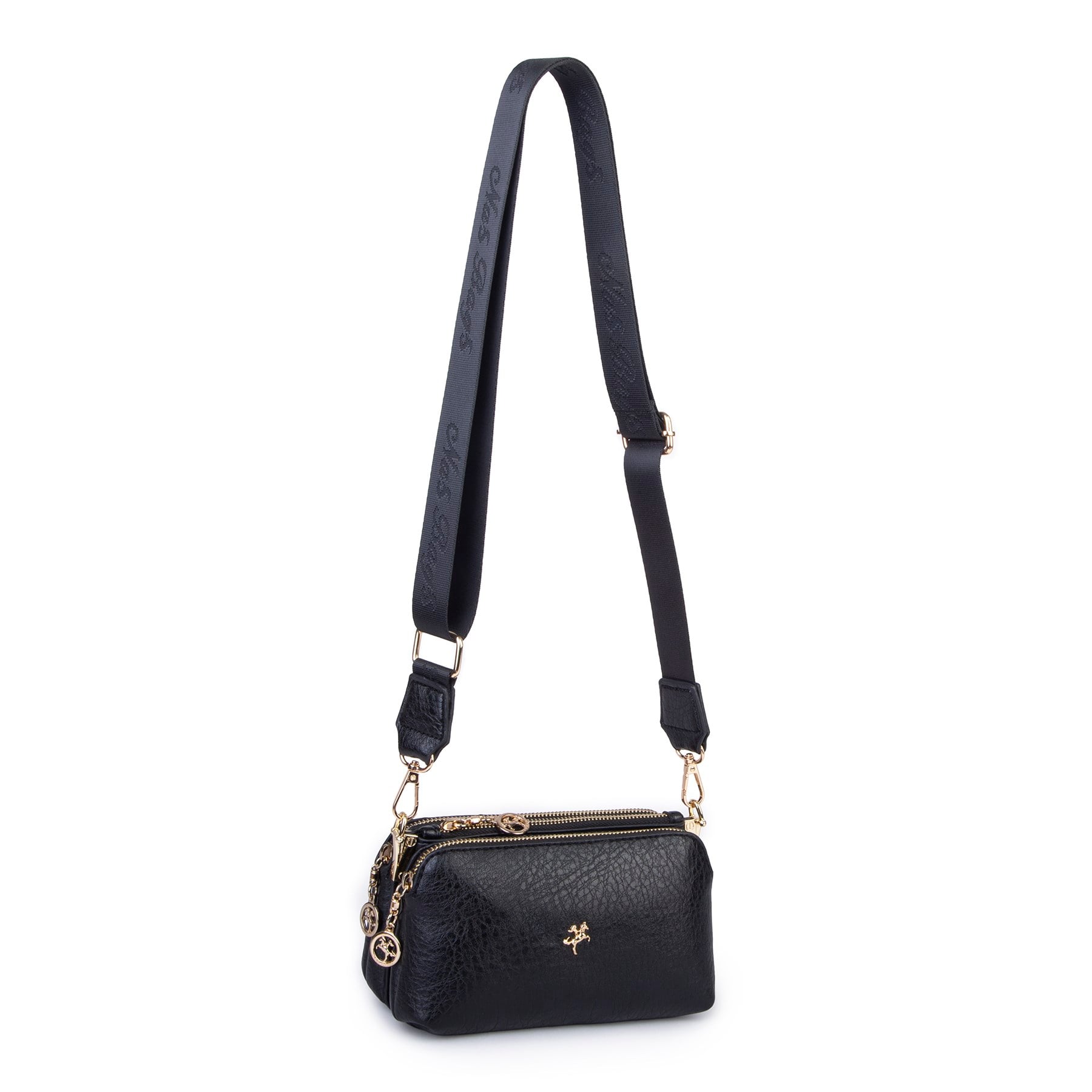 Nas Bag Mini Boy Kadın 3 Gözlü Çapraz Çanta (en 18 cm ;boy 11 cm ) Siyah Victoria
