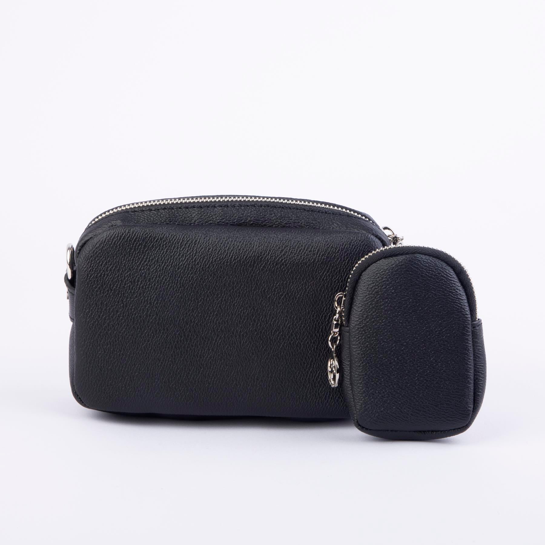 Nas Bag Mini Kadın Çapraz Mini Cüzdanlı At Amblemli Siyah Mercan(eni :20 cm ; boy 14 cm)