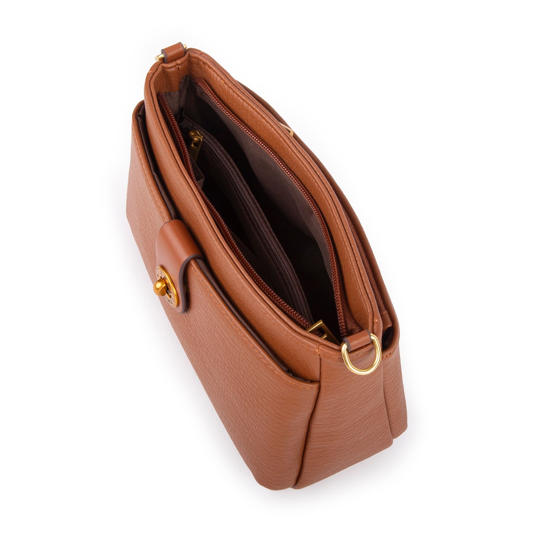 Nas Bag Mini Kadın Çapraz ve Omuz Çanta  (22x14 cm) Taba