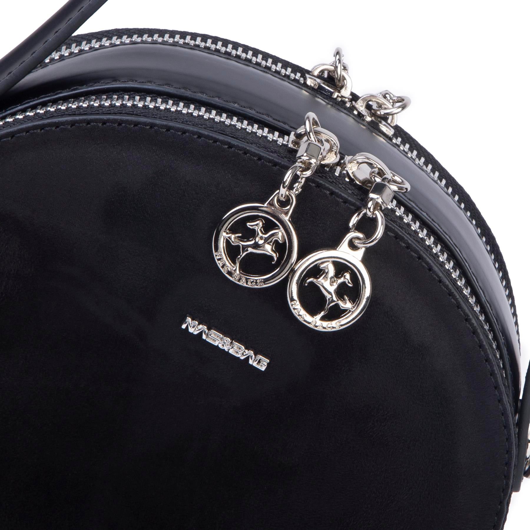 Nas Bag Mini Kadın El ve Çapraz Çanta (17x17 cm) Siyah  Süet