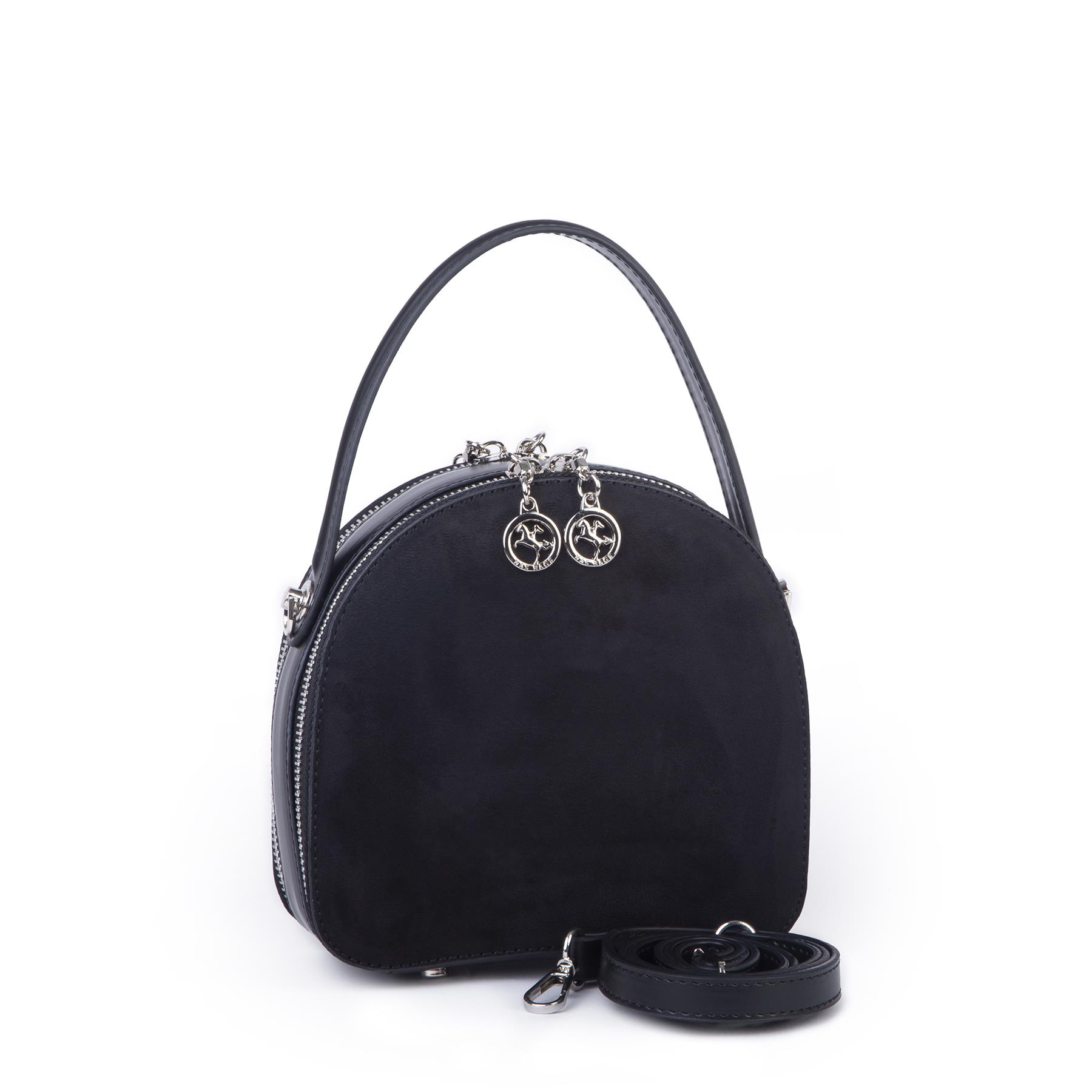 Nas Bag Mini Kadın El ve Çapraz Çanta (17x17 cm) Siyah  Süet