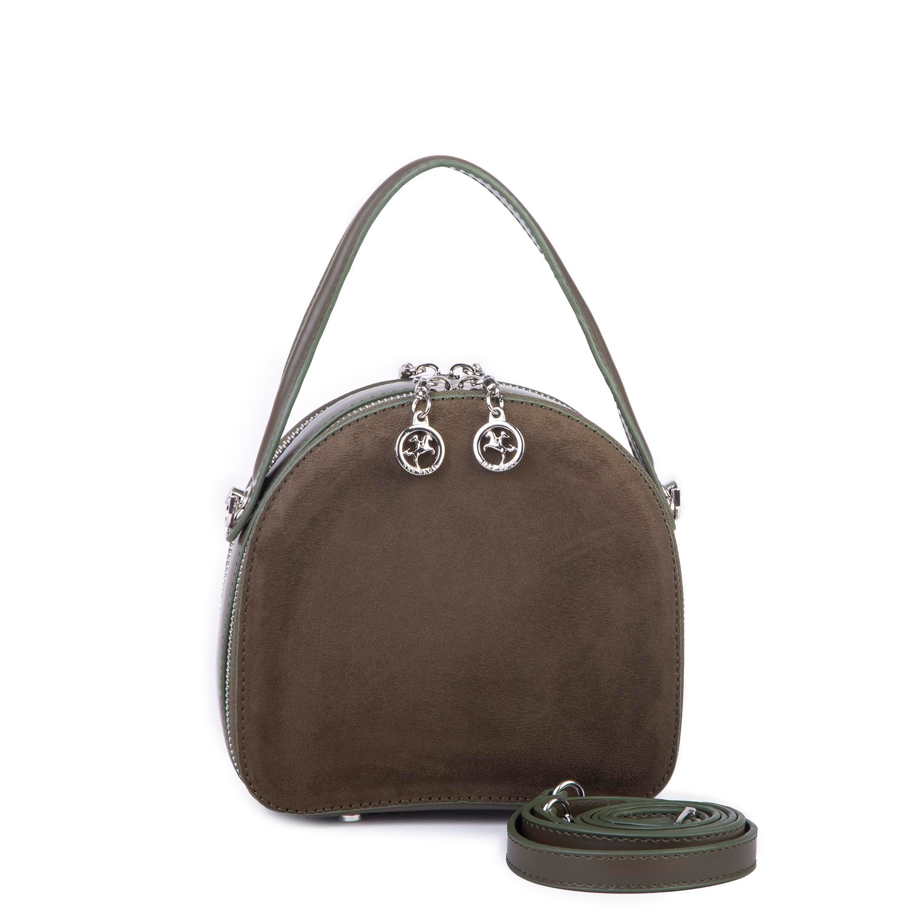 Nas Bag Mini Kadın El ve Çapraz Çanta (17x17 cm) Haki Süet