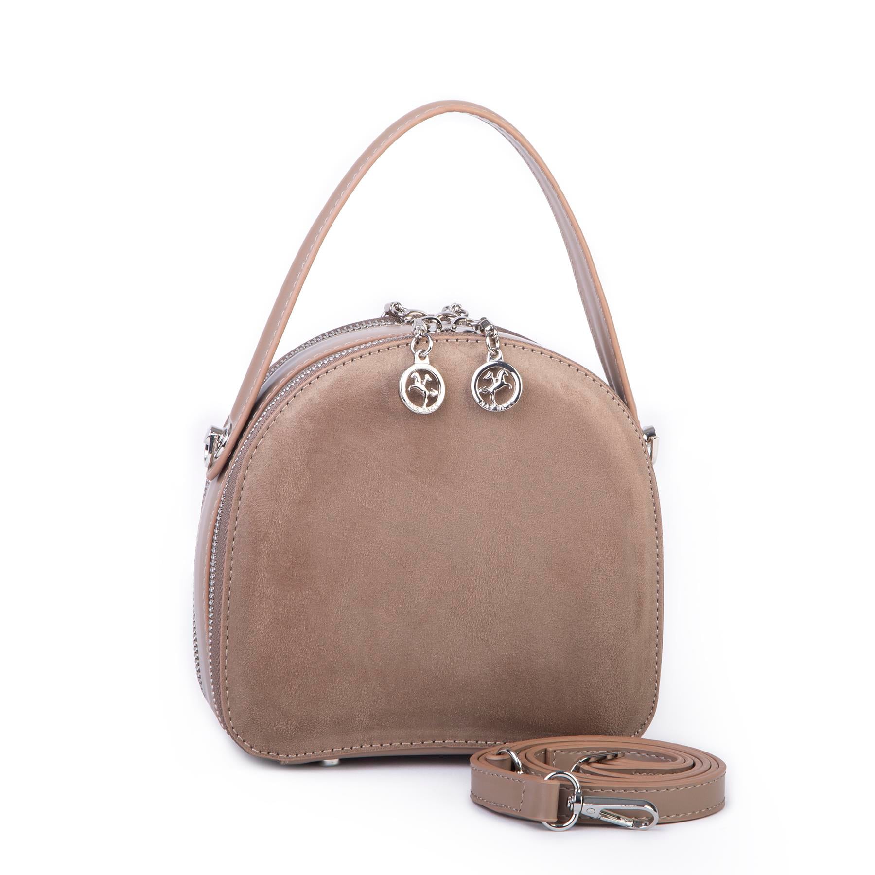 Nas Bag Mini Kadın El ve Çapraz Çanta (17x17 cm) Vizon  Süet
