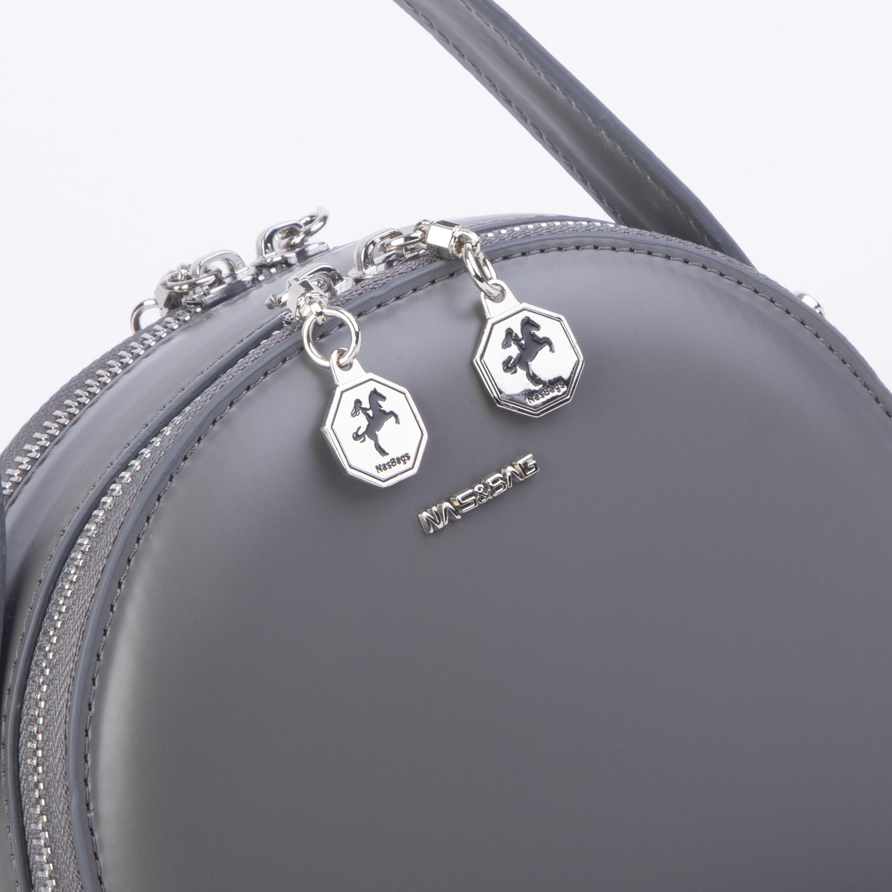 Nas Bag Mini Kadın El ve Çapraz Çanta Gri  Zra (17x17 cm)