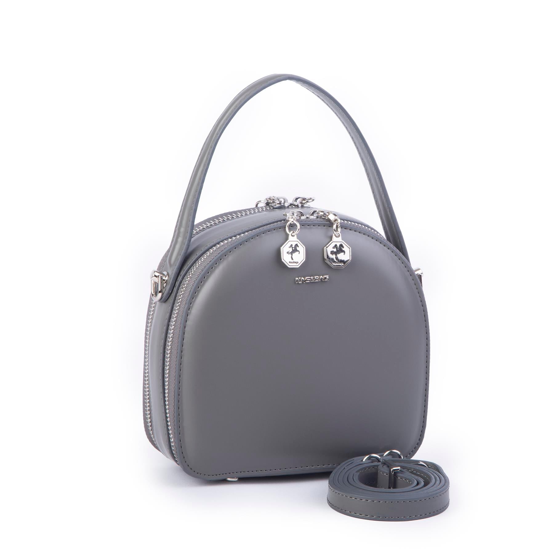 Nas Bag Mini Kadın El ve Çapraz Çanta Gri  Zra (17x17 cm)