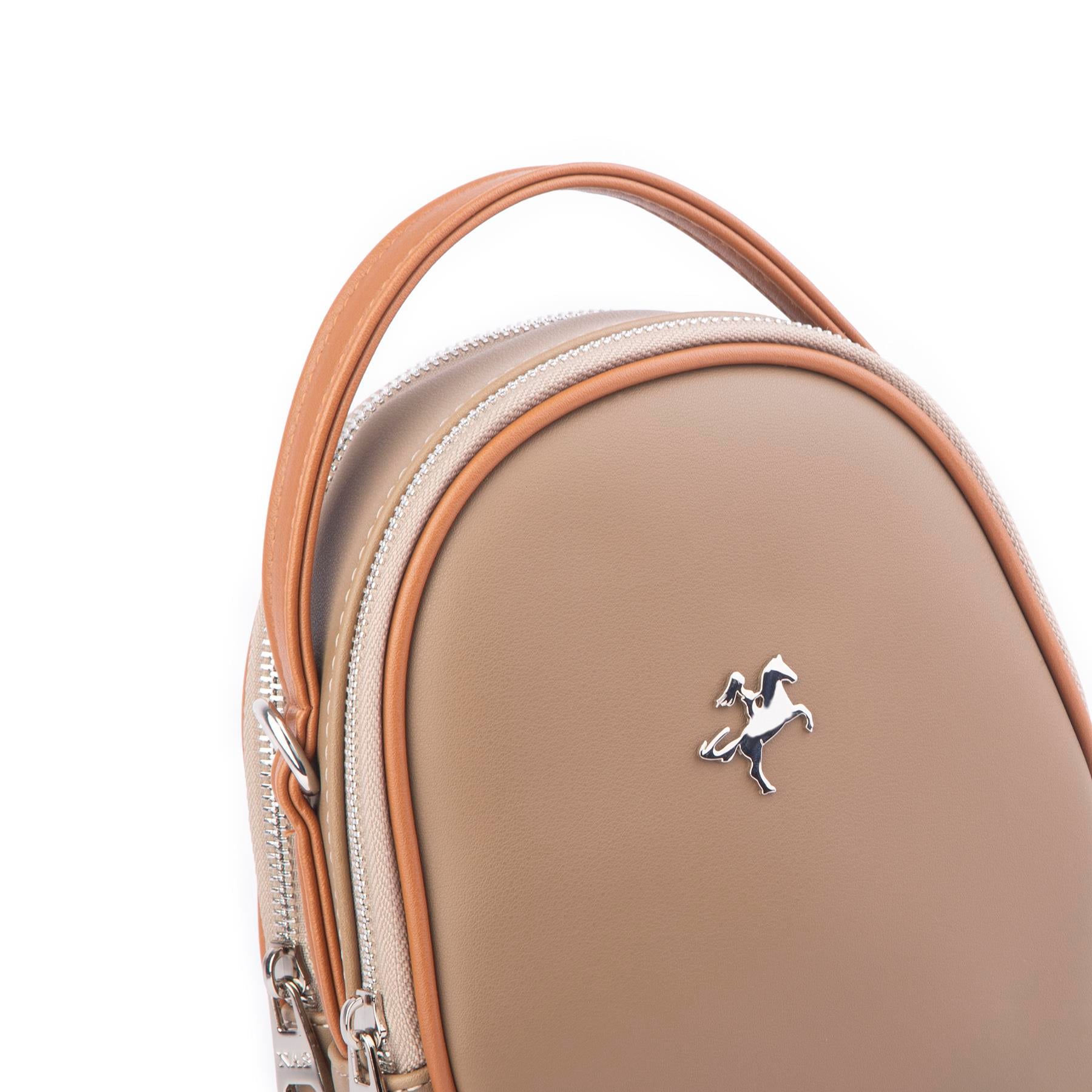Nas Bag Mini  Kadın Sırt ,El  ve Omuz Çantası Dönüştürülebilir Tasarım Vizon Luna (en:17cm ;boy :22cm) 