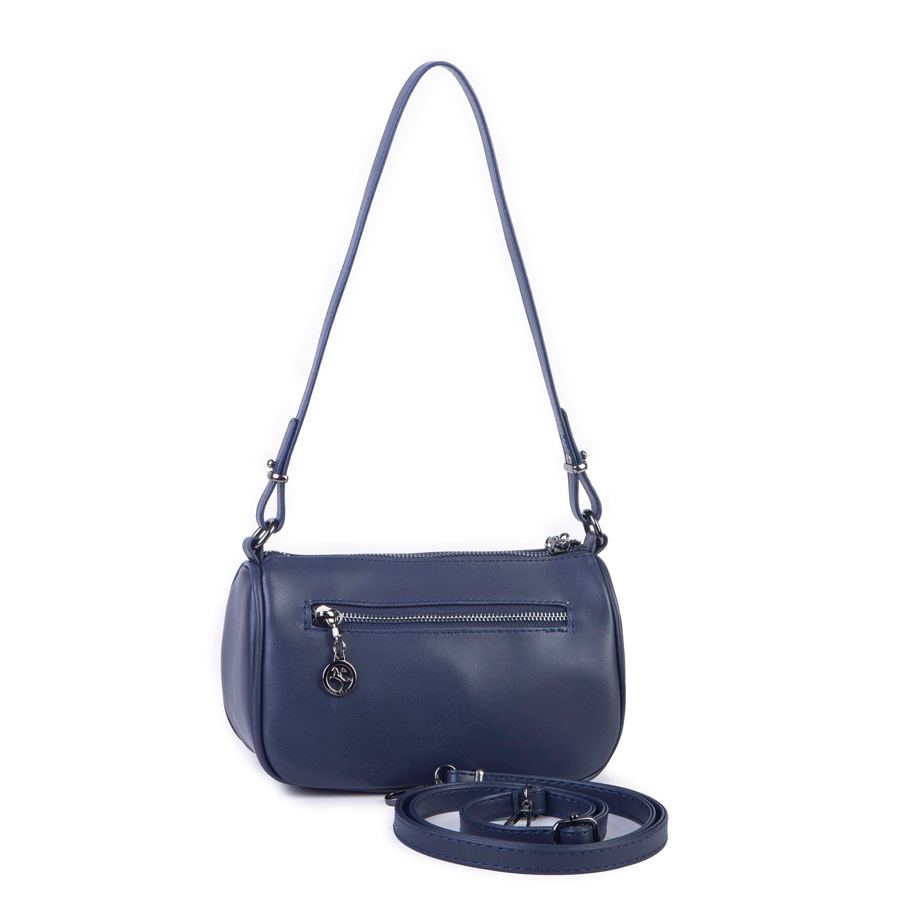 Nas Bag Mini Kadın Taşlı Zımbalı Omuz ve Çapraz Baget Çanta Lacivert Dona