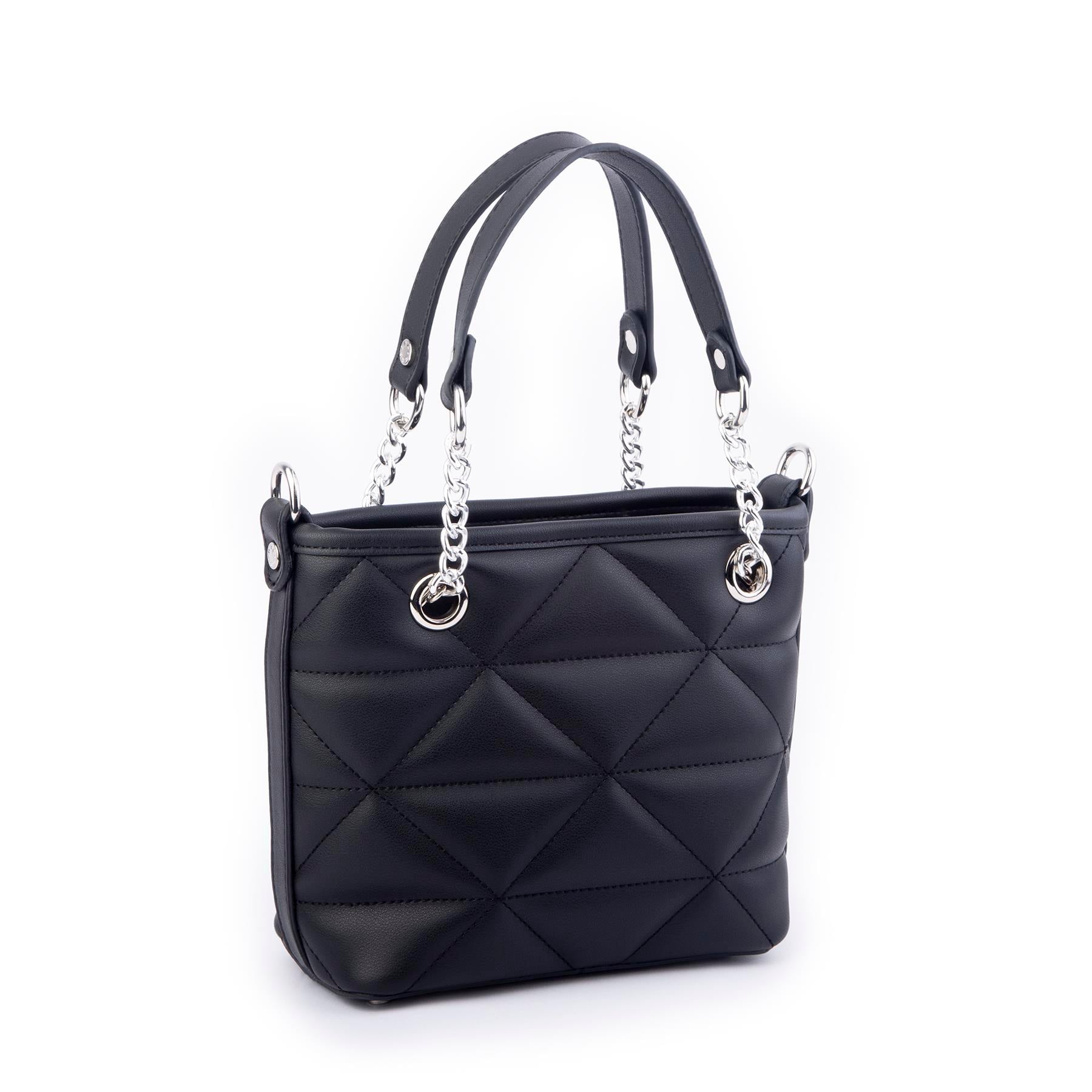 Nas Bag Mini Kadın Zincirli Kapitone El ve Çapraz Çanta 1305 Siyah Dona (19x19) 