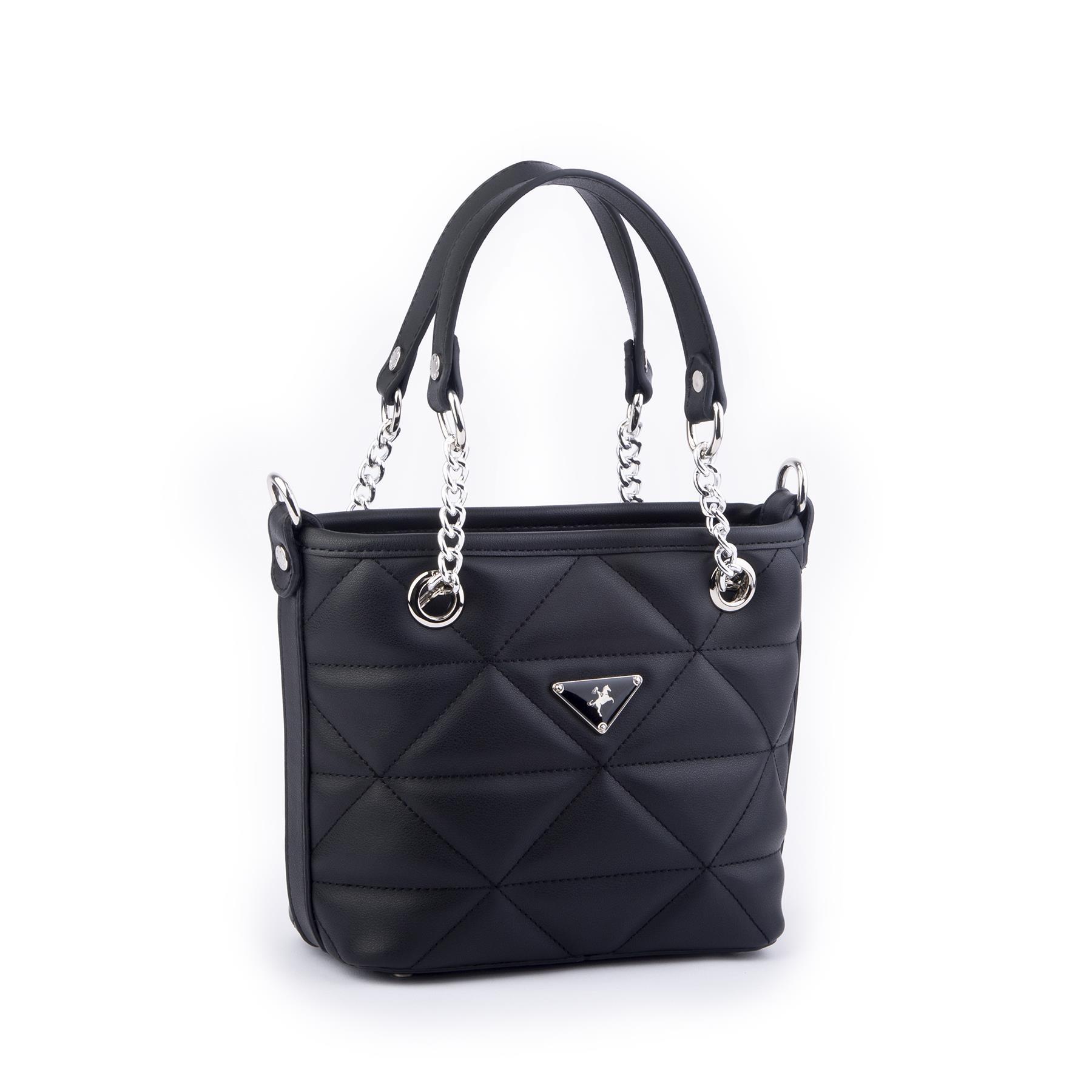Nas Bag Mini Kadın Zincirli Kapitone El ve Çapraz Çanta 1305 Siyah Dona (19x19) 