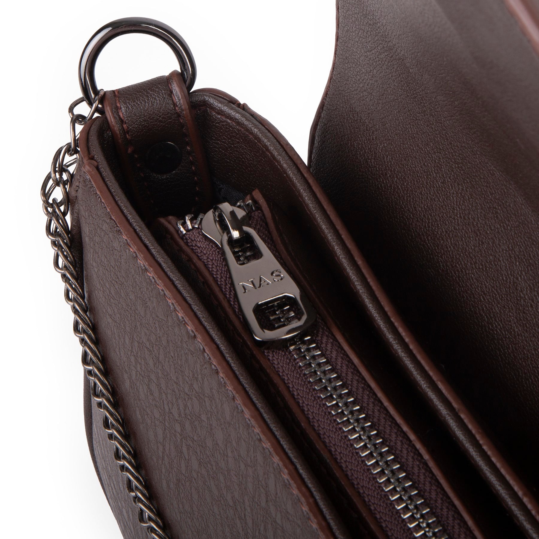 Nas Bag Mini Kapaklı Çapraz Çanta (en 20 cm , boy 12 cm) Kahve Victoria