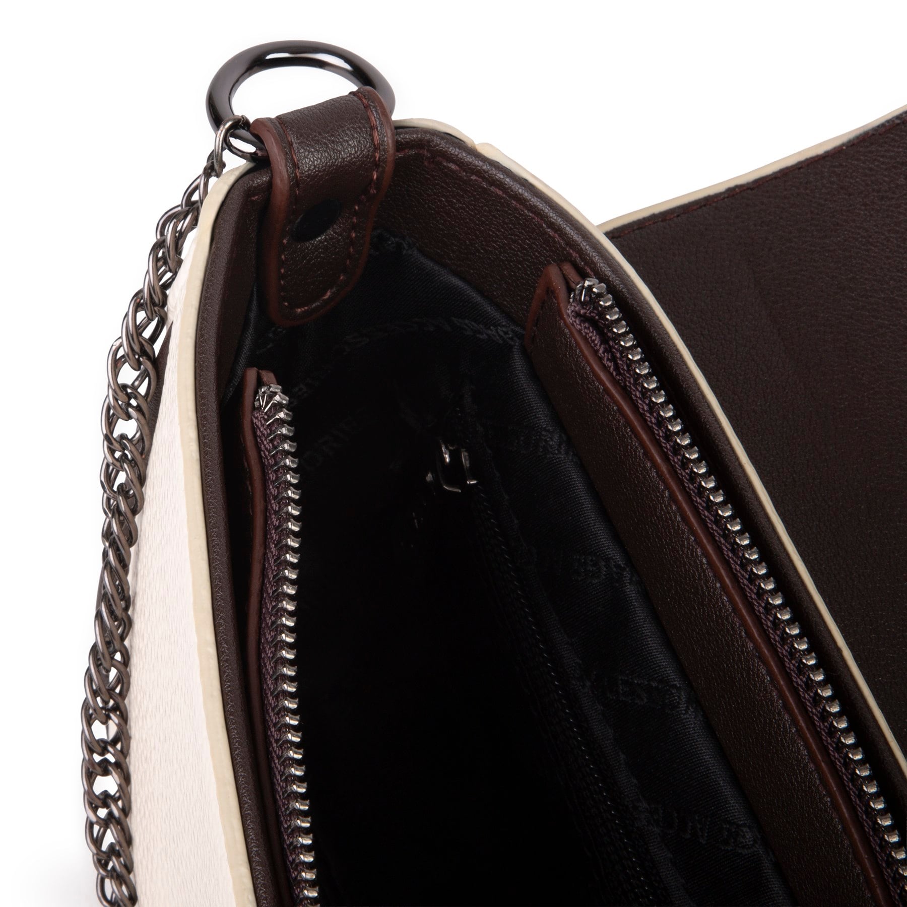 Nas Bag Mini Kapaklı Çapraz Çanta (en 20 cm , boy 12 cm) Krem Kahve Lopez