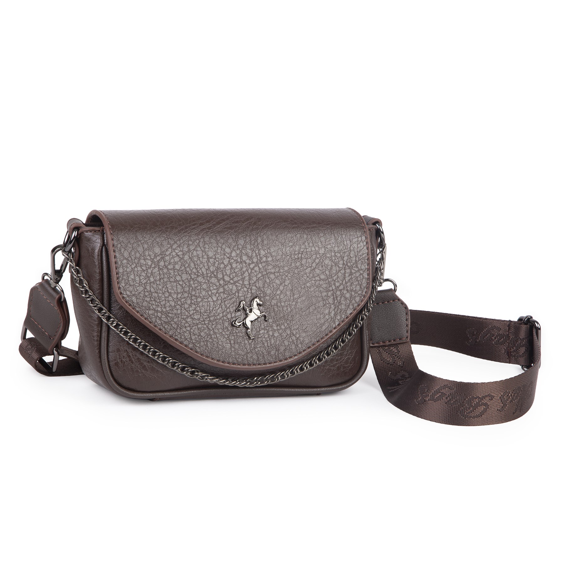 Nas Bag Mini Kapaklı Çapraz Çanta (en 20 cm , boy 12 cm) Kahve Victoria