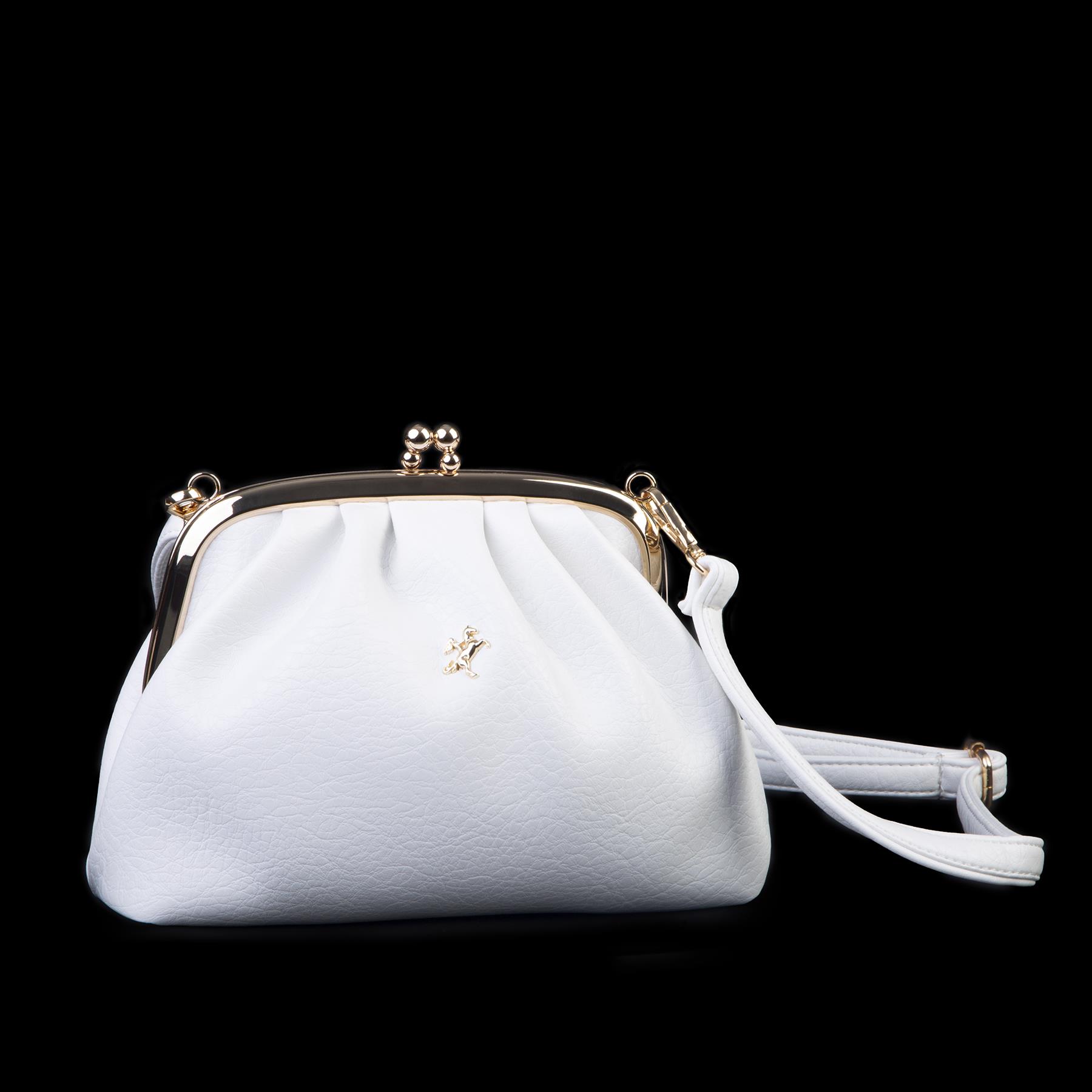 Nas Bag Mini Omuz ve Çapraz Vintage Burslu Çanta (23x15 cm)  Beyaz Victoria