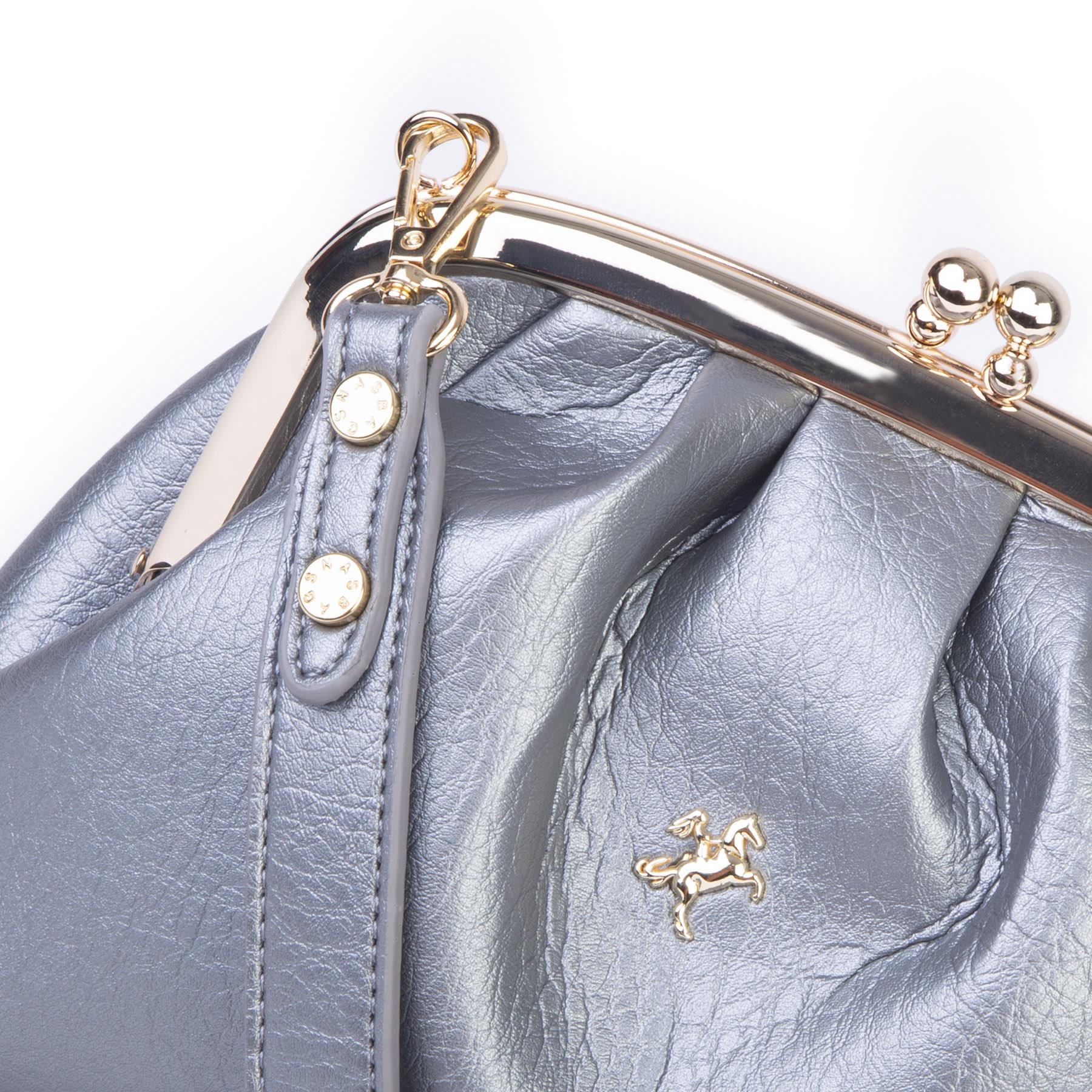 Nas Bag Mini Omuz ve Çapraz Vintage Burslu Çanta (23x15 cm)  Gümüş Victoria