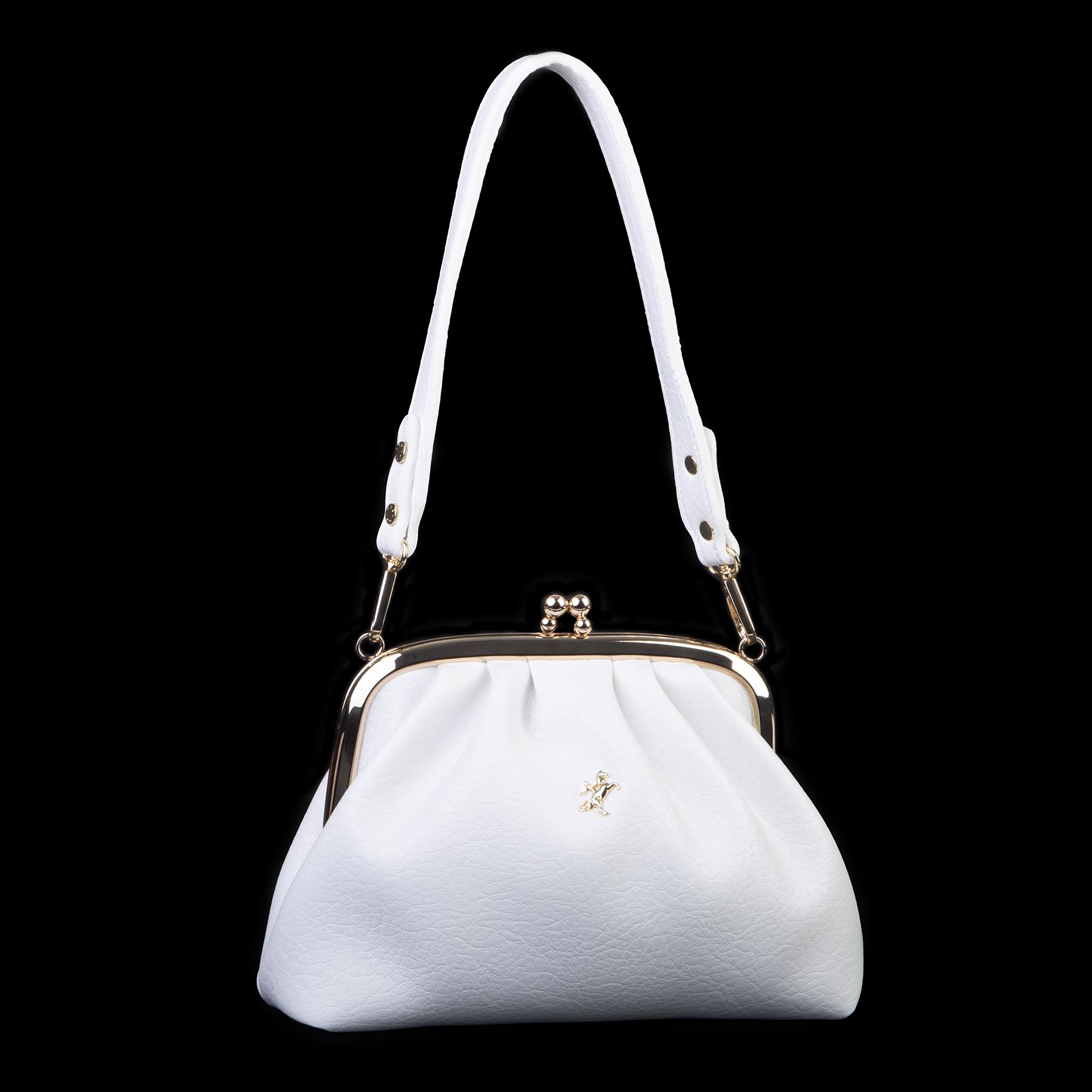 Nas Bag Mini Omuz ve Çapraz Vintage Burslu Çanta (23x15 cm)  Beyaz Victoria