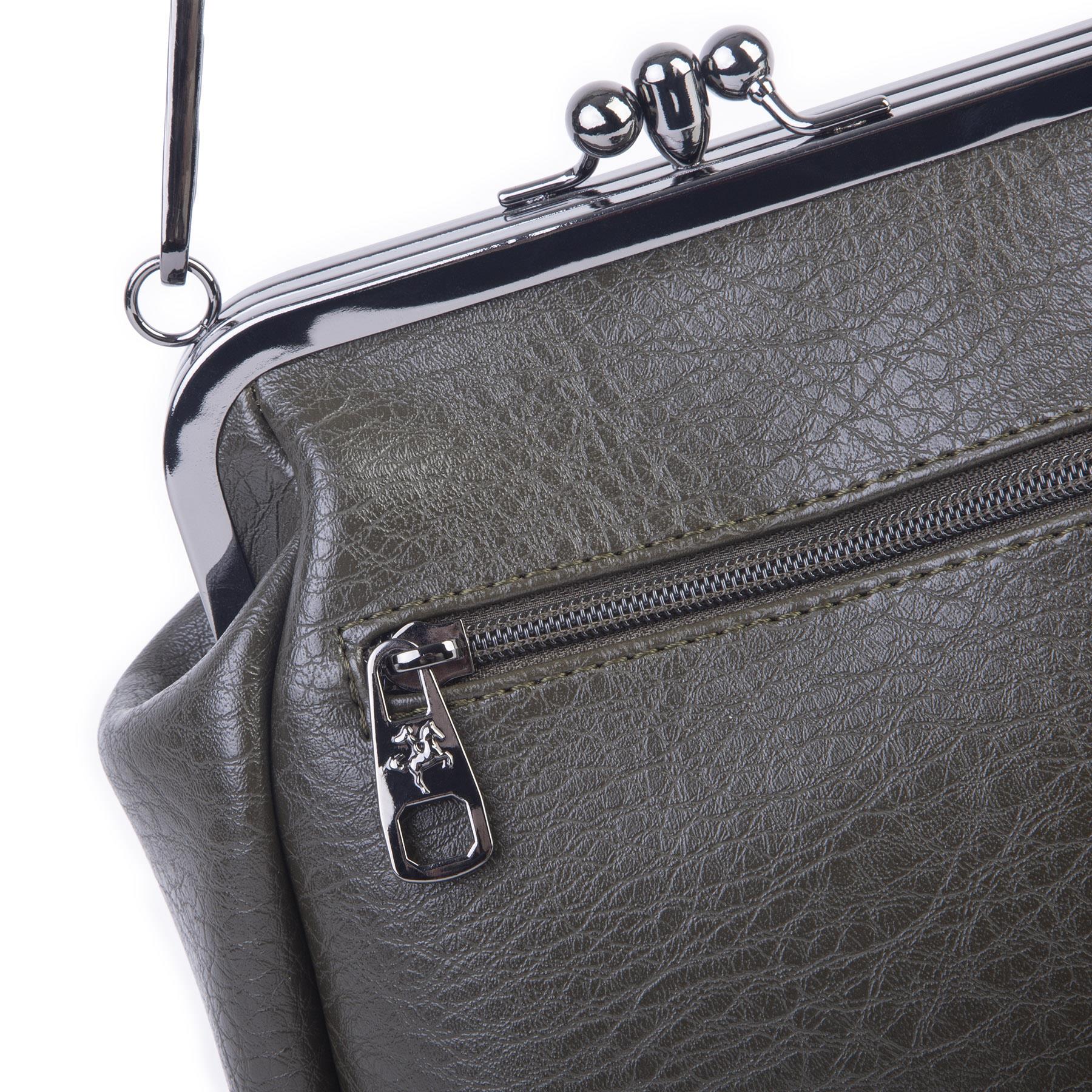 Nas Bag Mini Vintage Burslu Klipsli Kadın Omuz ve Çapraz Çanta Yeşil Victoria ( 20x17 cm)