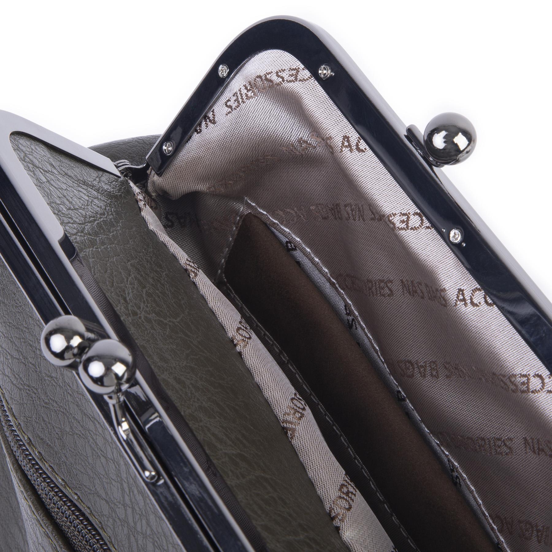 Nas Bag Mini Vintage Burslu Klipsli Kadın Omuz ve Çapraz Çanta Yeşil Victoria ( 20x17 cm)