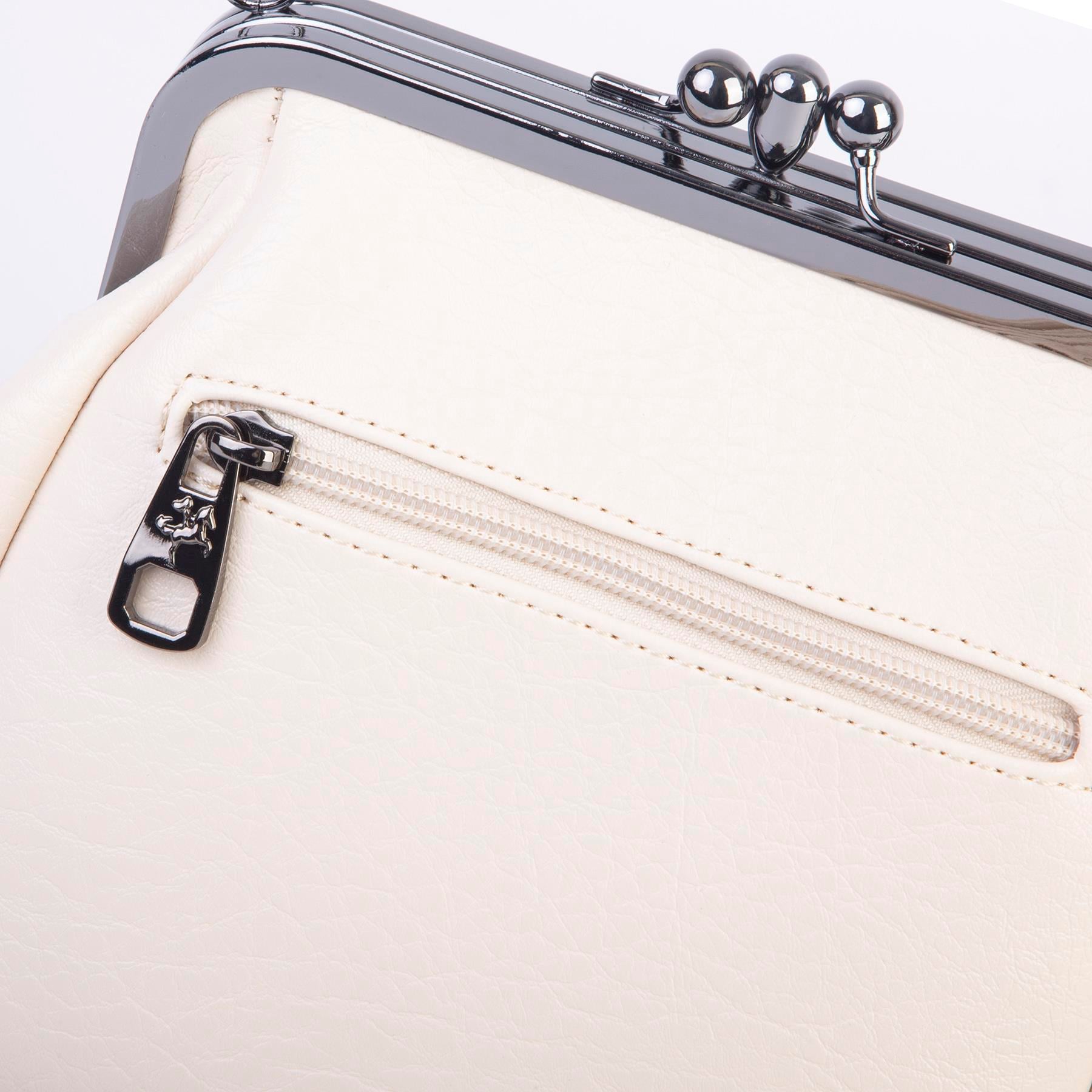 Nas Bag Mini Vintage Burslu Klipsli Kadın Omuz ve Çapraz Çanta Krem Victoria ( 20x17 cm)