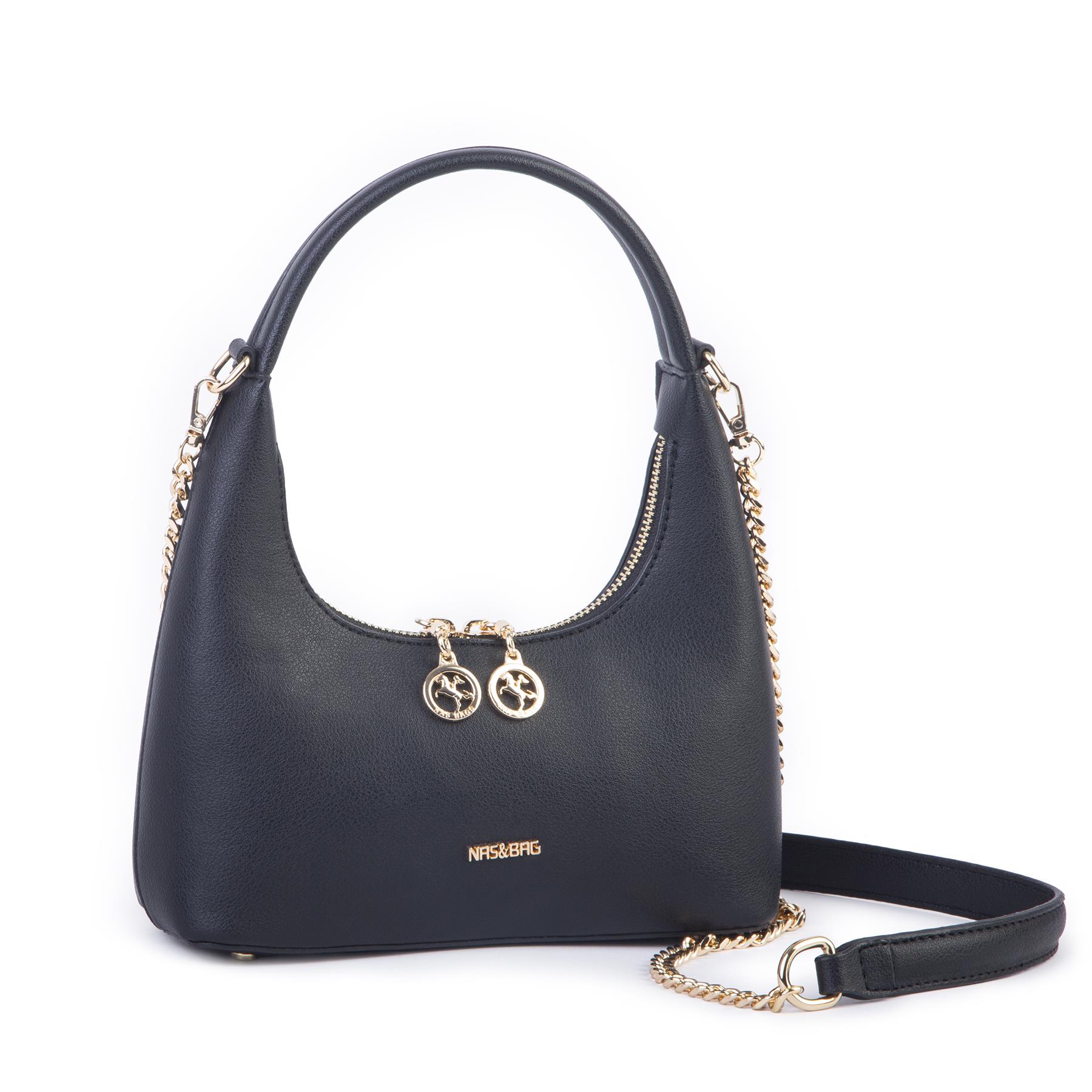 Nas Bag Mini Zincirli Omuz ve Çapraz Çanta Siyah Vld