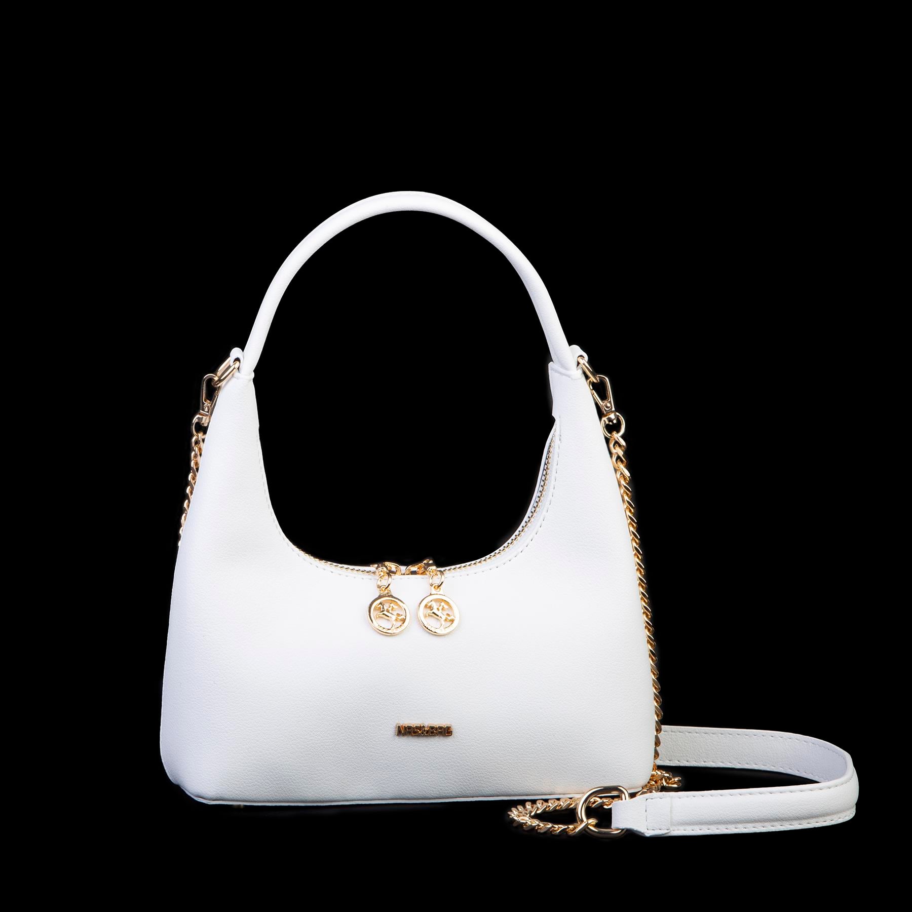 Nas Bag Mini Zincirli Omuz ve Çapraz Çanta Beyaz