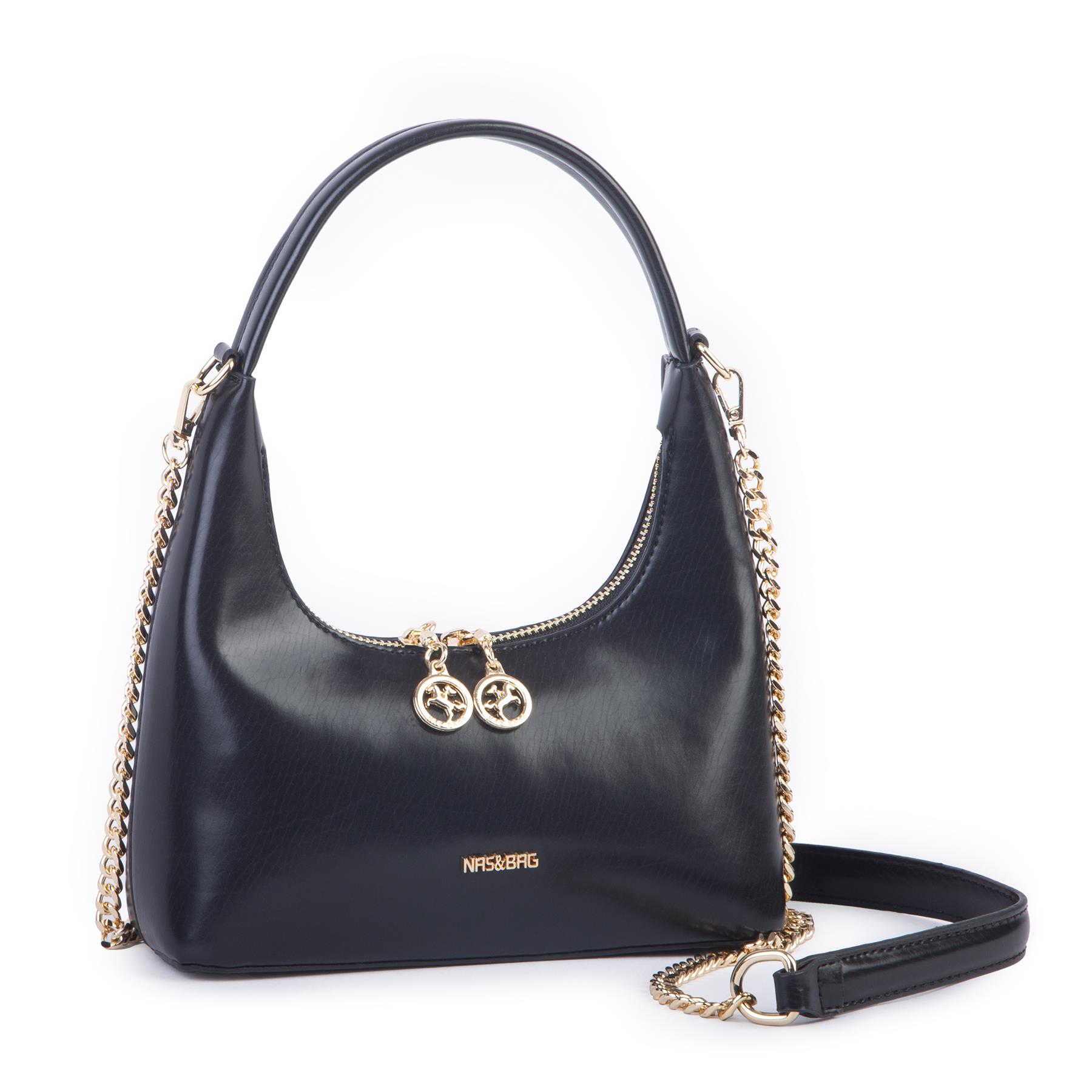 Nas Bag Mini Zincirli Omuz ve Çapraz Çanta Siyah Buffalo