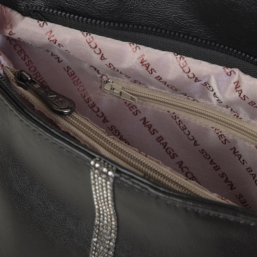 Nas Bag  Omuz Çantası Siyah Taşlı