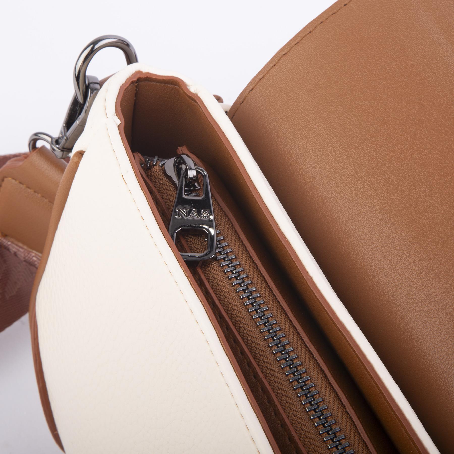 Nas Bag Orjinal Kadın Çapraz Krem Taba    Silan