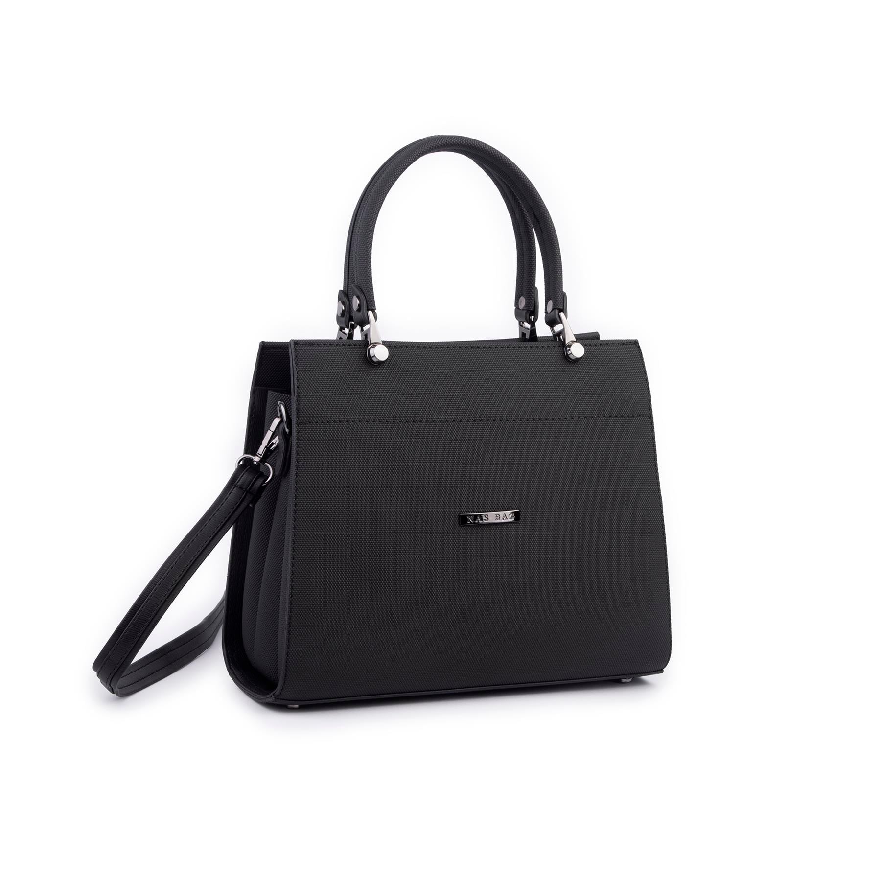 Nas Bag Orjinal Kadın El ve Omuz Çantası Klasik Şık Siyah Lacst (En :30 cm Boy:26cm)