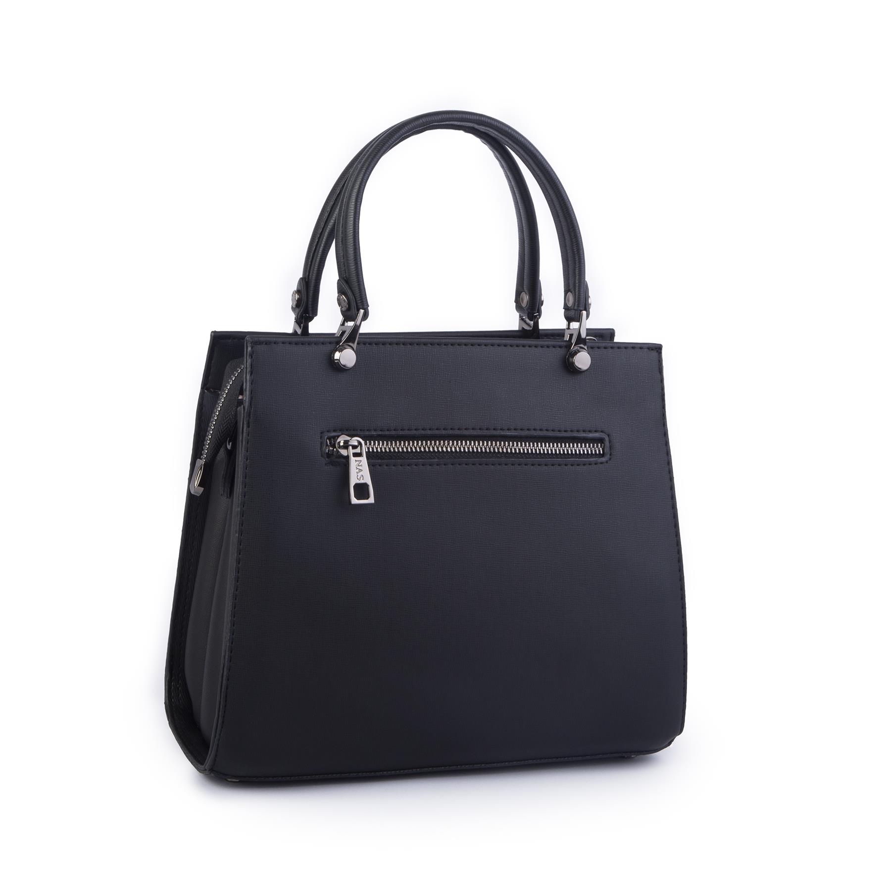 Nas Bag Orjinal Kadın El ve Omuz Çantası Klasik Şık Siyah  Mngo (En :30 cm Boy:26cm)