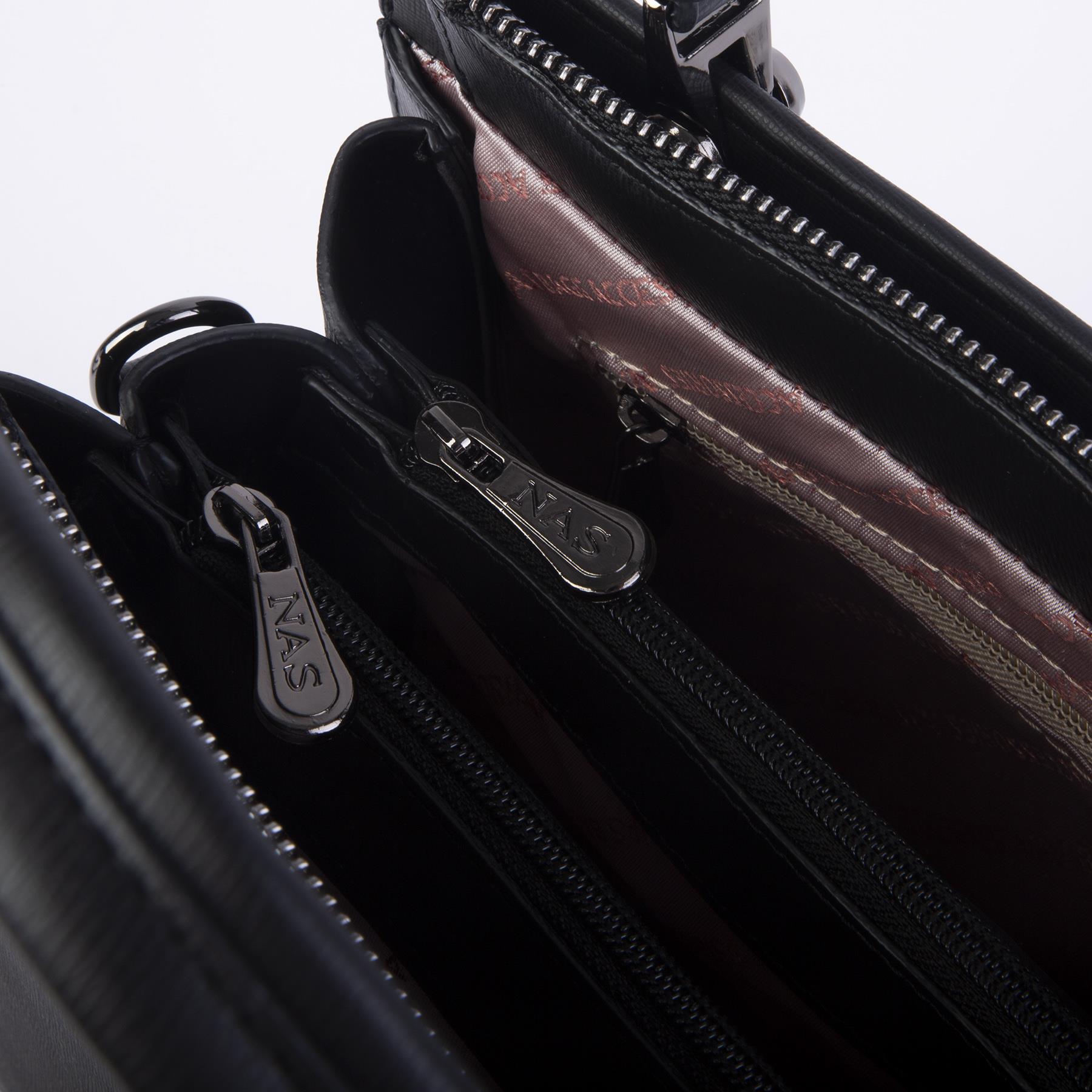Nas Bag Orjinal Kadın El ve Omuz Çantası Klasik Şık Siyah  Mngo (En :30 cm Boy:26cm)