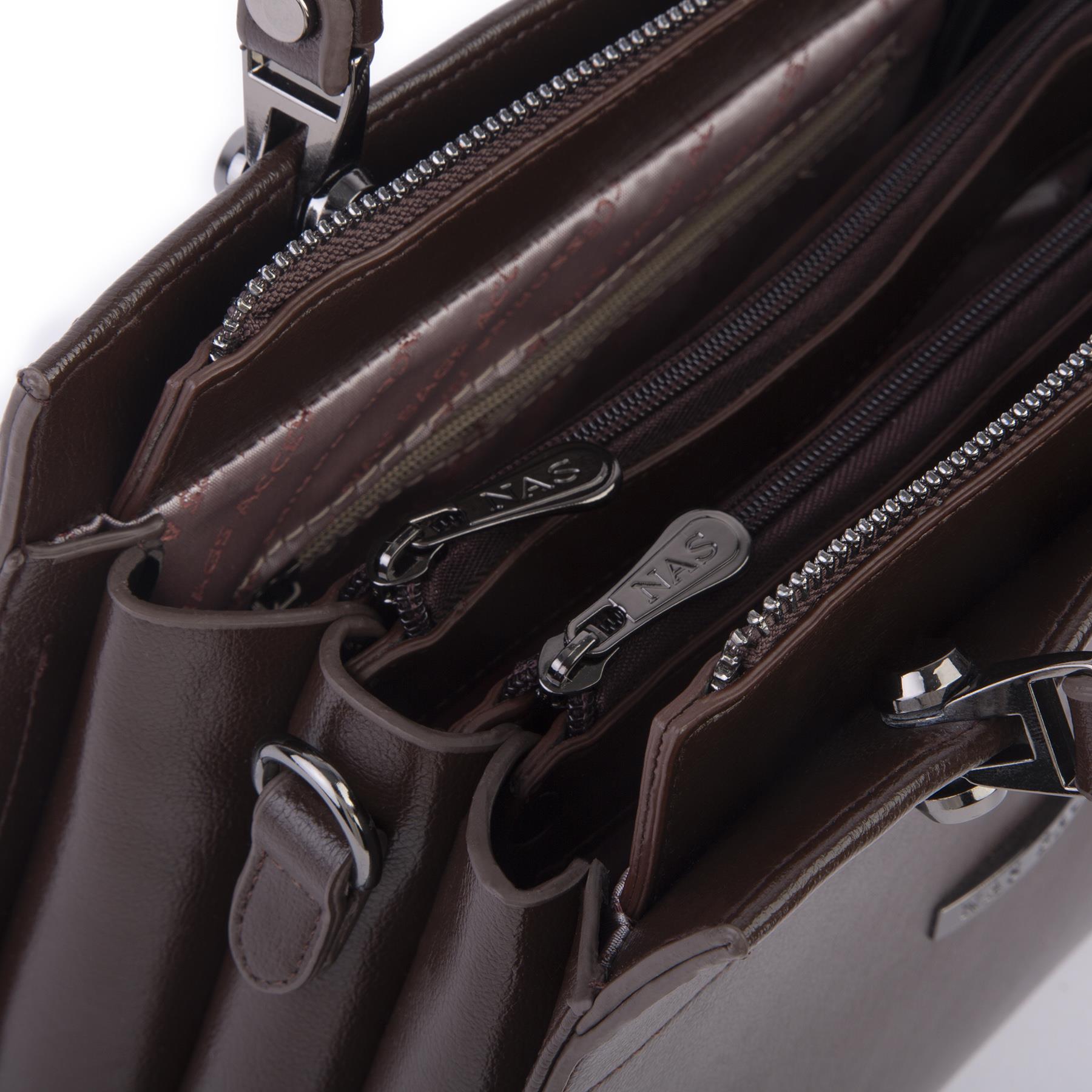 Nas Bag Orjinal Kadın El ve Omuz Çantası Klasik Şık Kahve Nero (En :30 cm Boy:26cm)