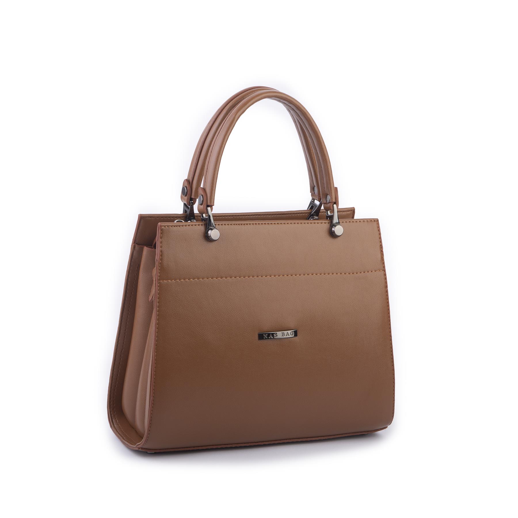Nas Bag Orjinal Kadın El ve Omuz Çantası Klasik Şık Taba Nero (En :30 cm Boy:26cm)