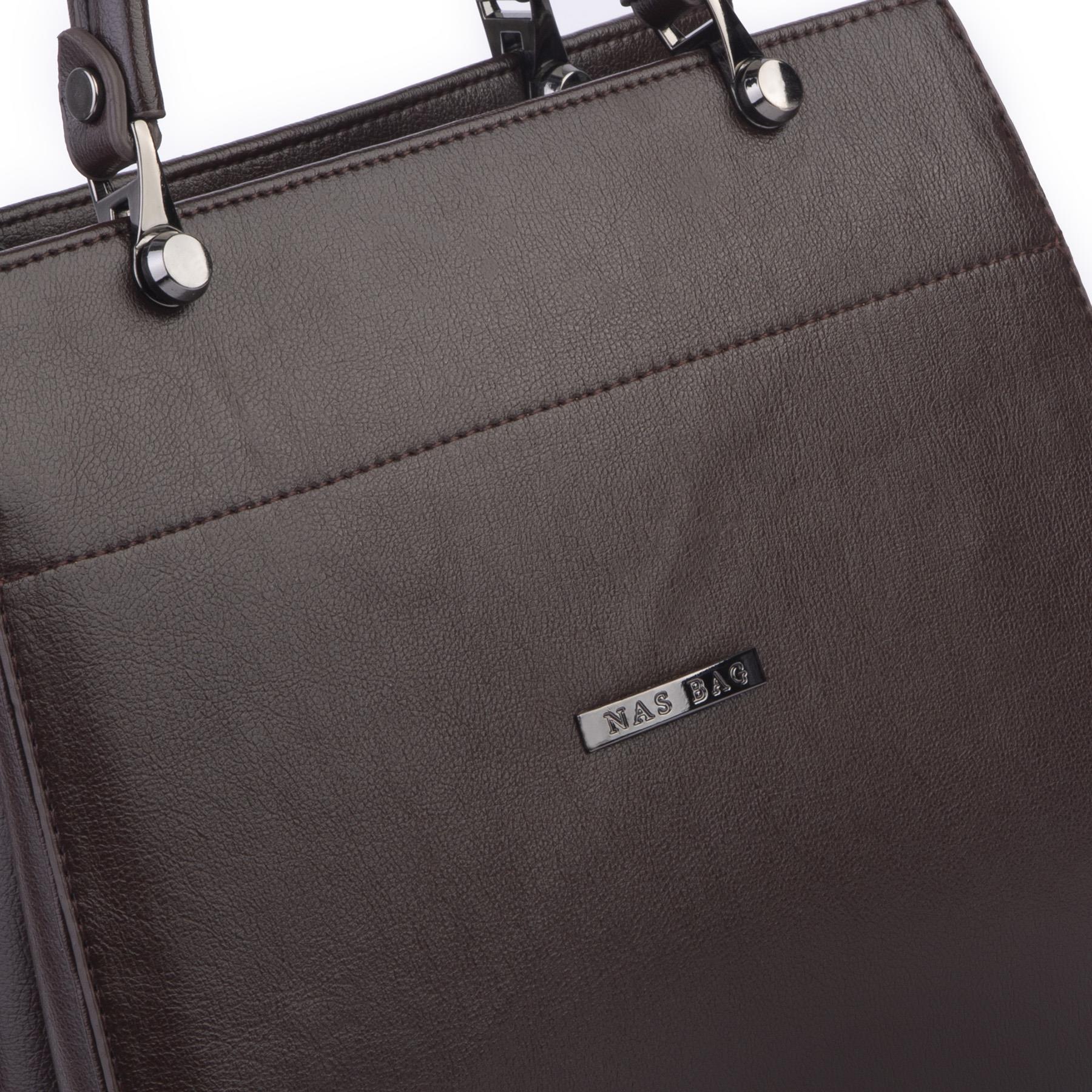Nas Bag Orjinal Kadın El ve Omuz Çantası Klasik Şık Kahve Nero (En :30 cm Boy:26cm)