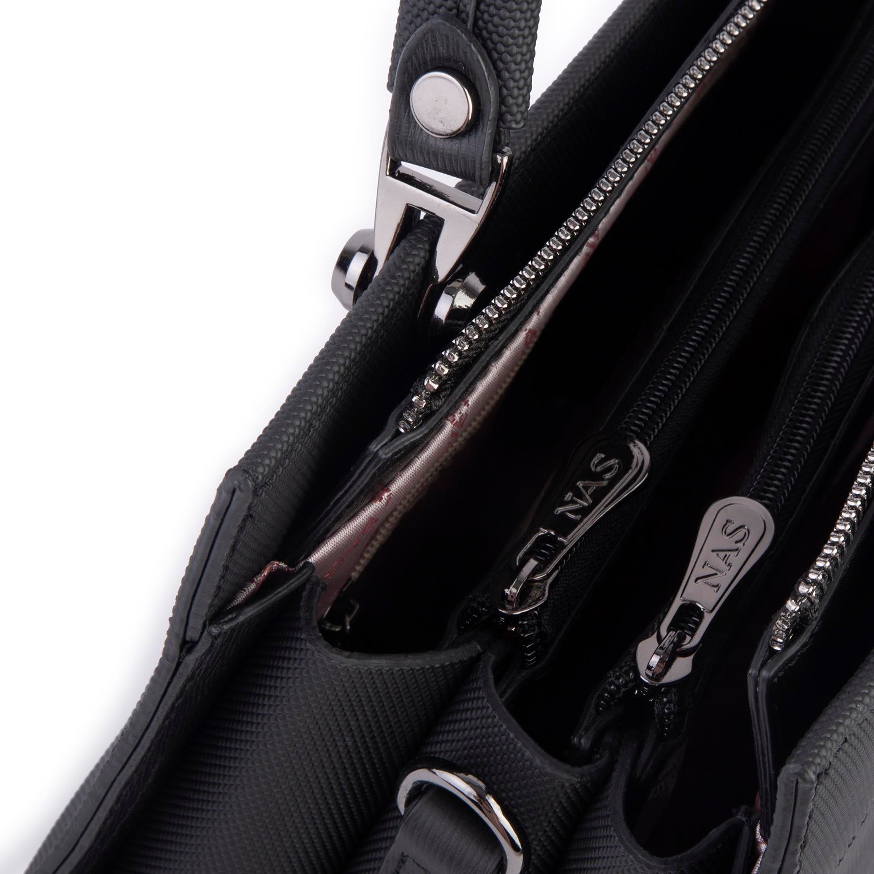 Nas Bag Orjinal Kadın El ve Omuz Çantası Klasik Şık Siyah Lacst (En :30 cm Boy:26cm)