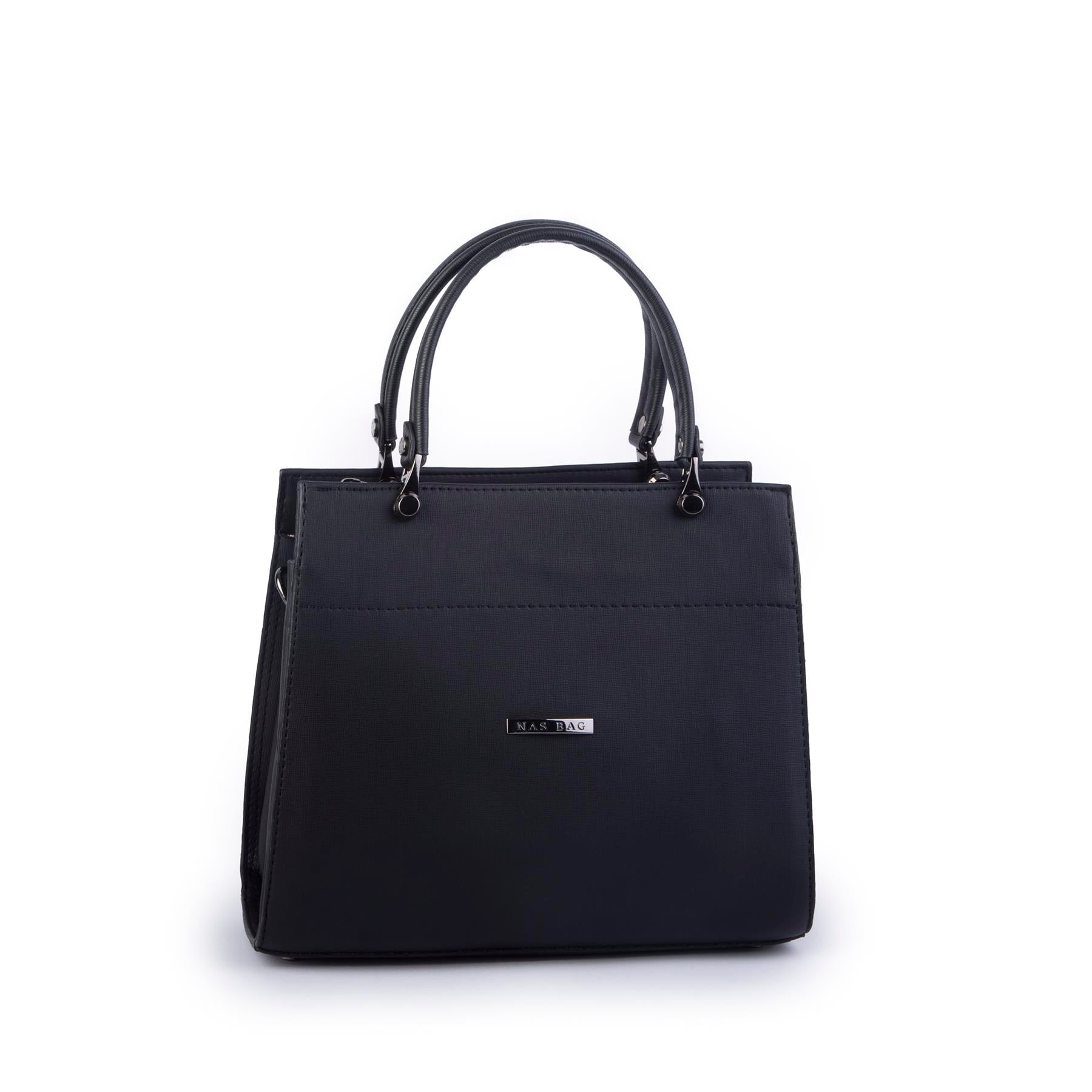 Nas Bag Orjinal Kadın El ve Omuz Çantası Klasik Şık Siyah  Mngo (En :30 cm Boy:26cm)