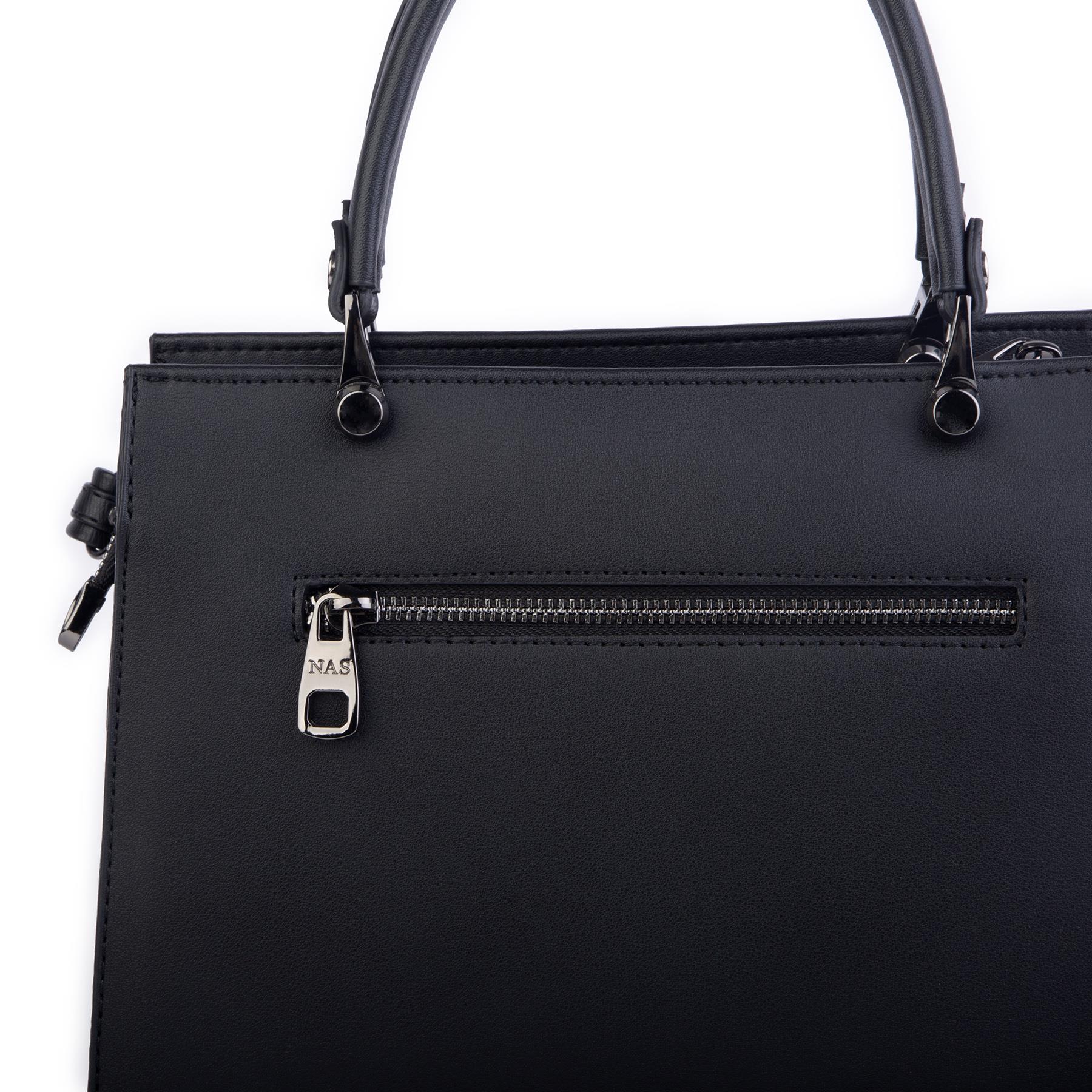 Nas Bag Orjinal Kadın El ve Omuz Çantası Klasik Şık Siyah Dona  (En :30 cm Boy:26cm)